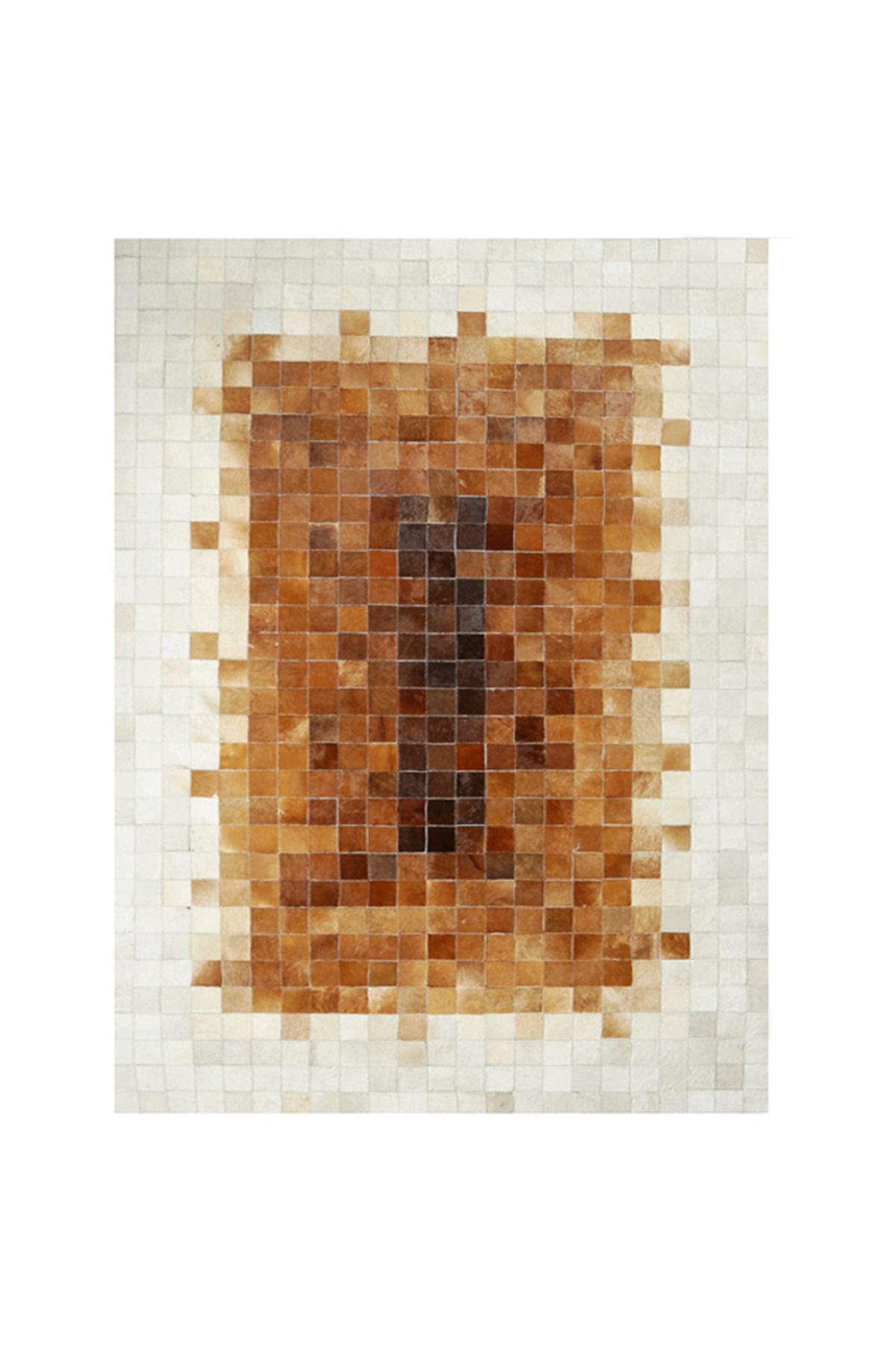 Grandhedefhalı Kahverengi Krem Rengi Patchwork Deri Halı