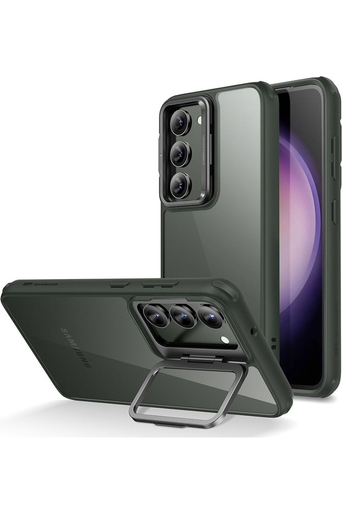 ESR Samsung S23 Kılıf Standlı Kickstand Silikon - Şeffaf Yeşil