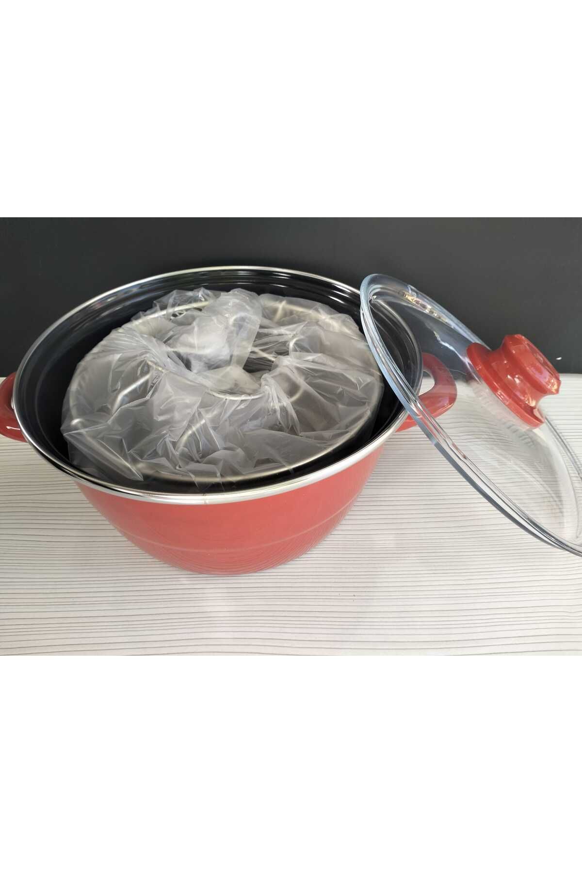 kurt41 Emaye Cam Kapaklı Patates Biber Kabak Sosis Patlıcan Kızartma Tenceresi Fritöz 22 Cm