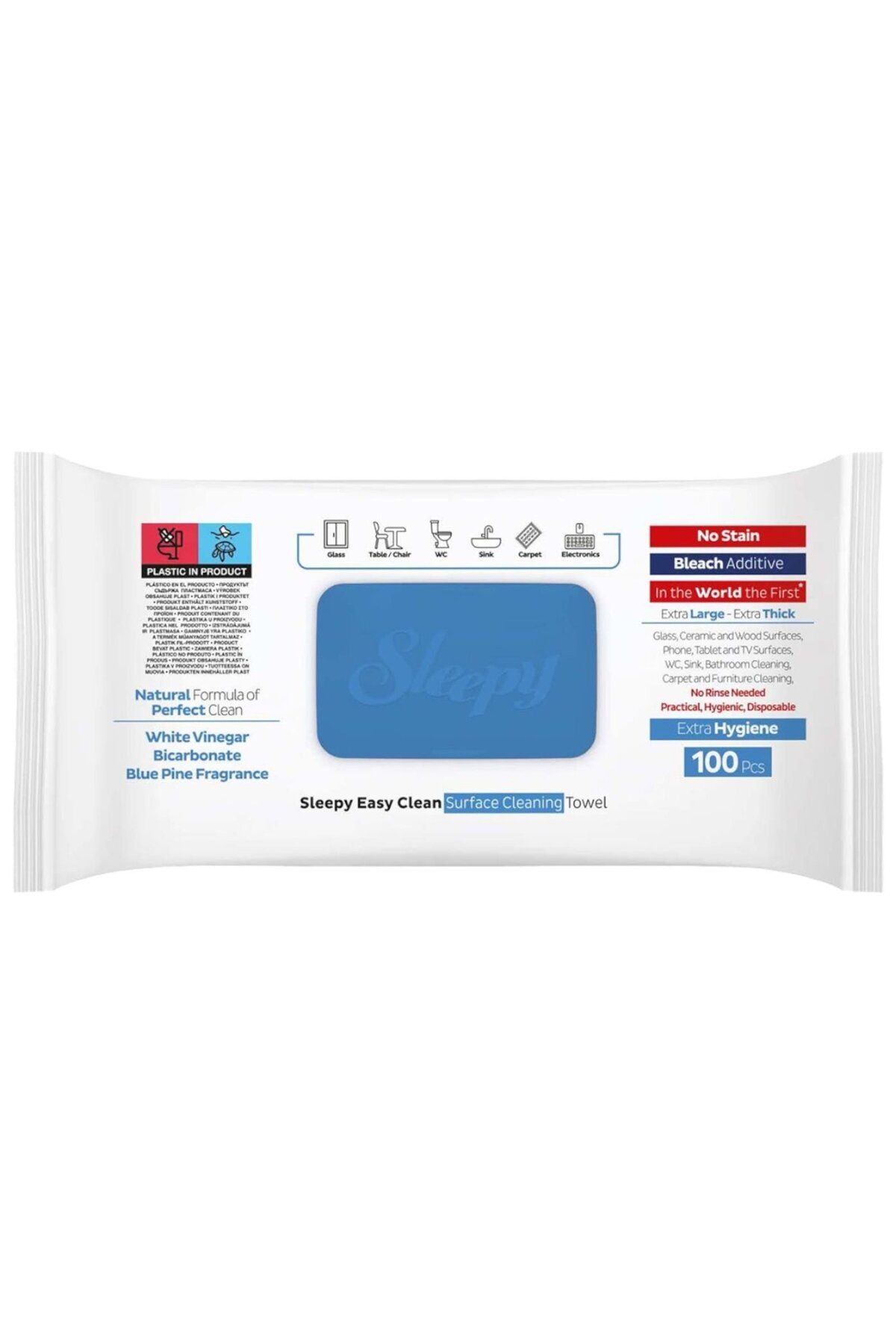 Sleepy Servetele Umede , Multisuprafete, Easy Clean, Otet Si Bicarbonat, Bleach Additive, 100buc - One Size