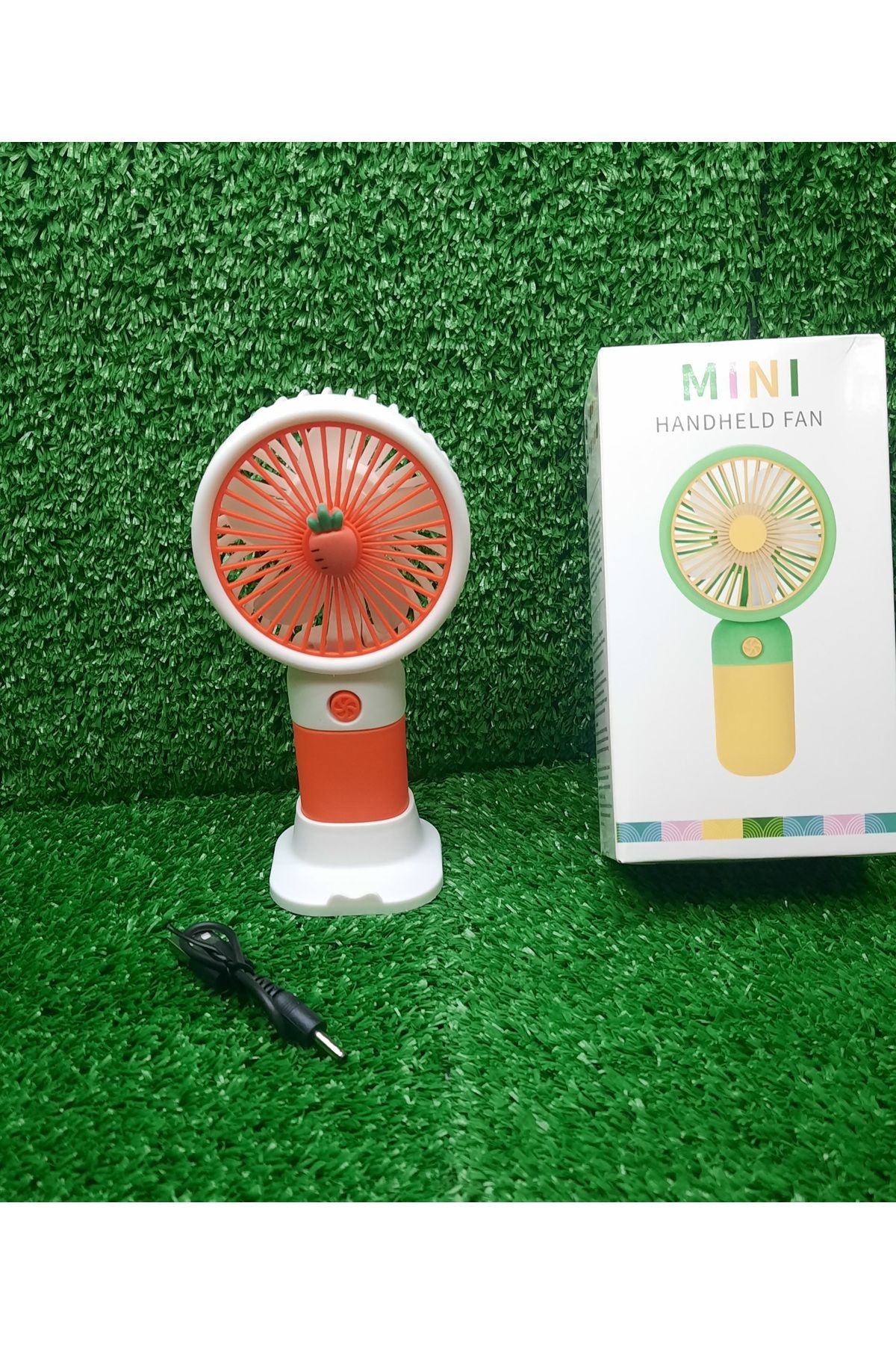 TOYSTAR Taşınabilir Şarjlı Mini El Fanı , Masa Fanı Güçlü Vantilatör Pervane Turuncu 15 cm