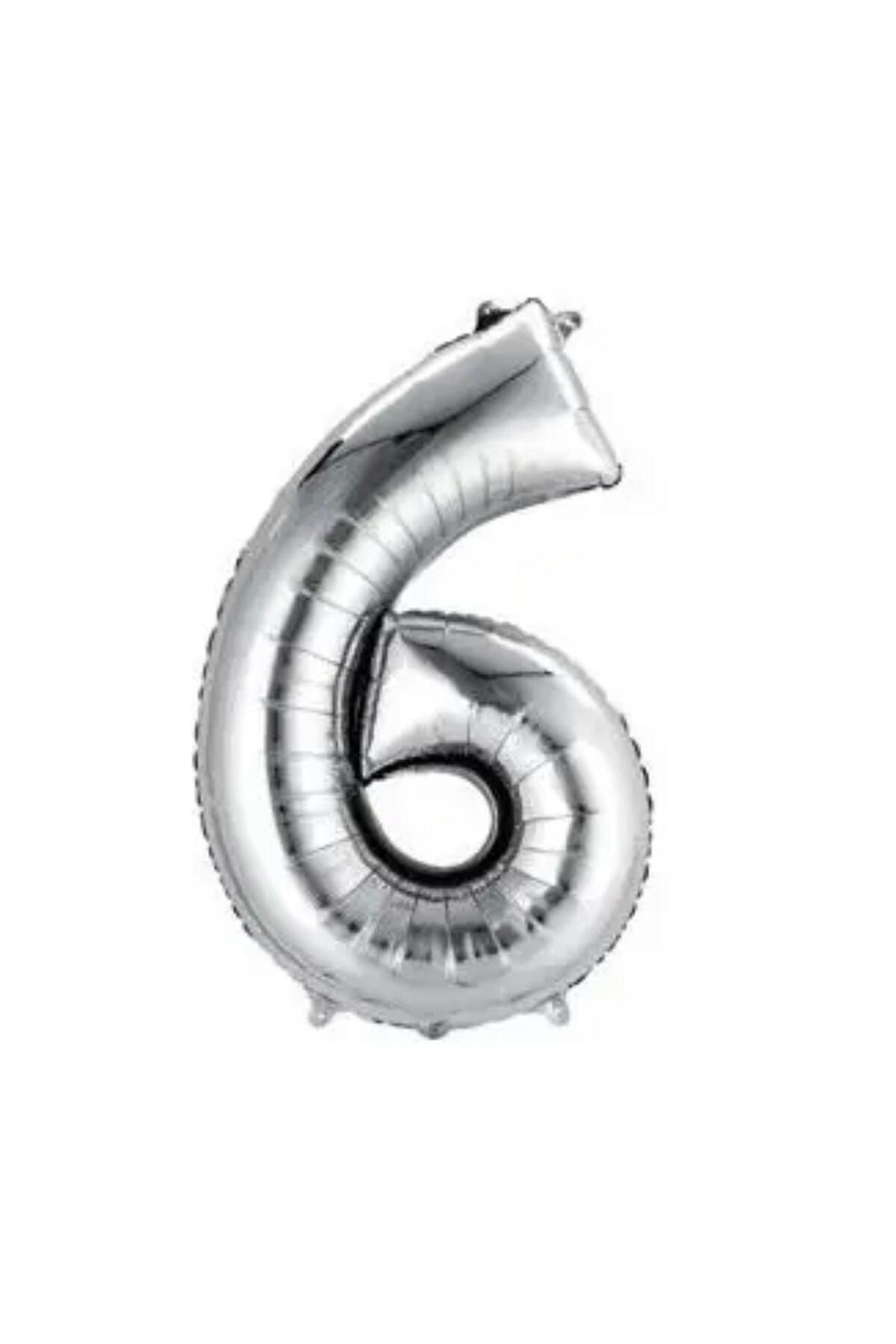 MİNAY 6 RAKAM FOLYO BALON GÜMÜŞ RENK 40" 100cm