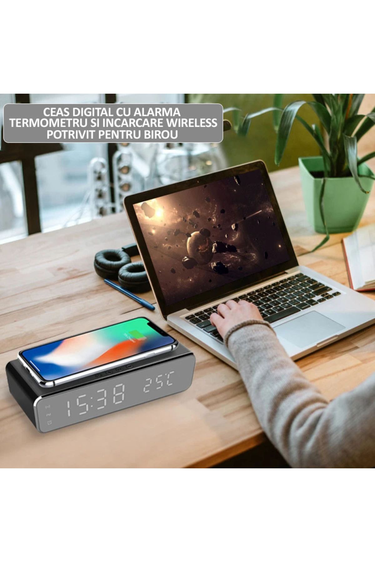 NEXTLY-Digital clock with alarm and temperature sensor, NEXTLY, wireless charging function for phone 13