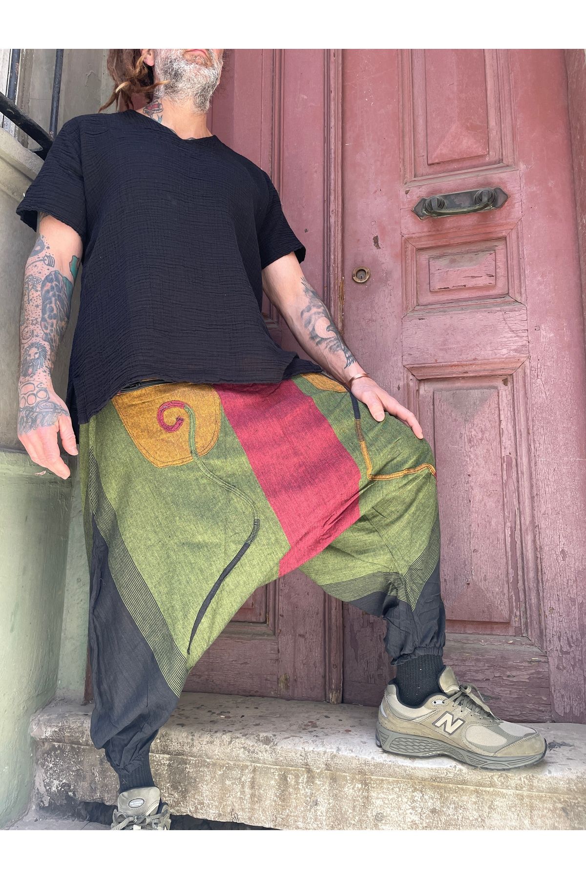 Bohoyasam Unisex Nepal Şalvar, Bağlamalı Şalvar Pantolon, Bohem Pantolon, Rahat Pantolon, Etnik Desenli