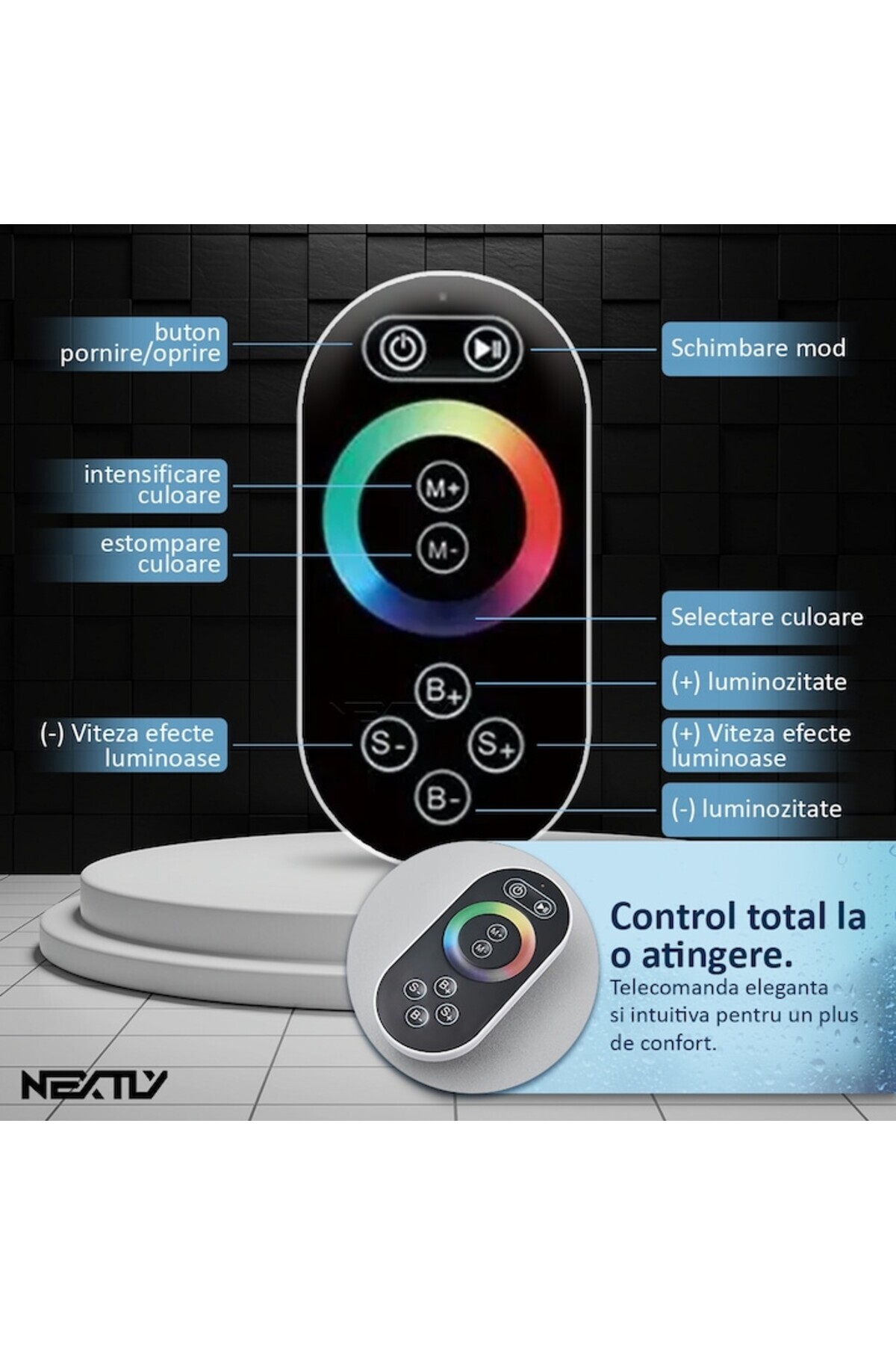 NEXTLY-Built-in Shower System, Rgb Led Ambient Lighting, Temperature Adjustment, Waterfall Mode 6