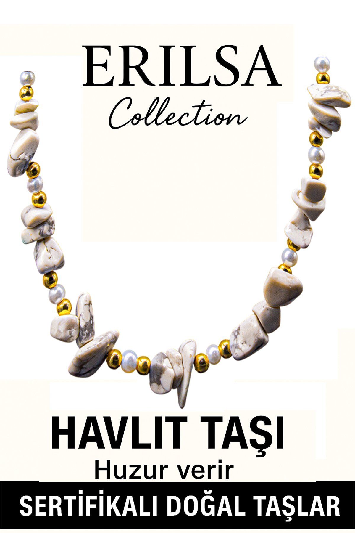 Erilsa Sertifikalı Kırık Taşlı Model İnci - Havlit Taşı Kolye