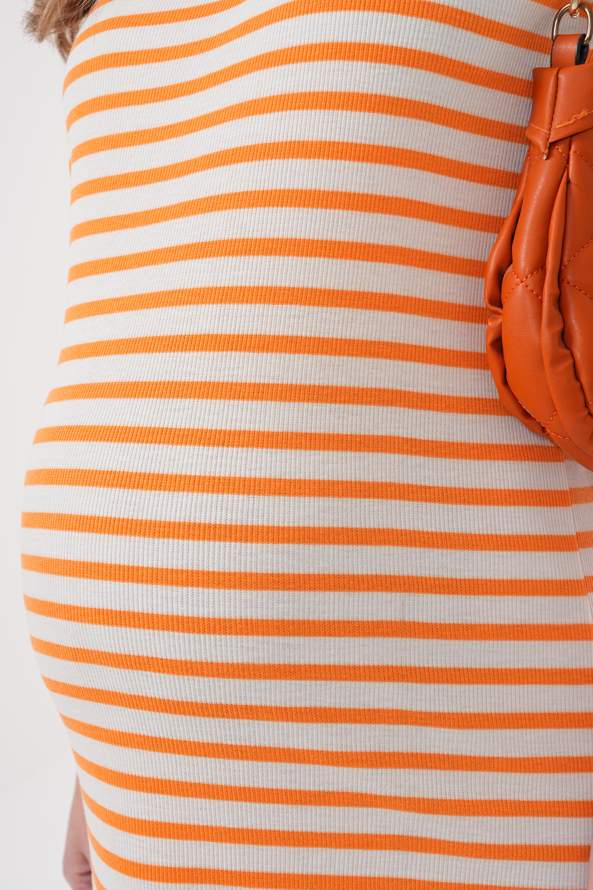 Miss Dünya Lissa-Sleeveless Round Neck Fittle Camisole Striped Midi Maternity and Maternity Dress 5