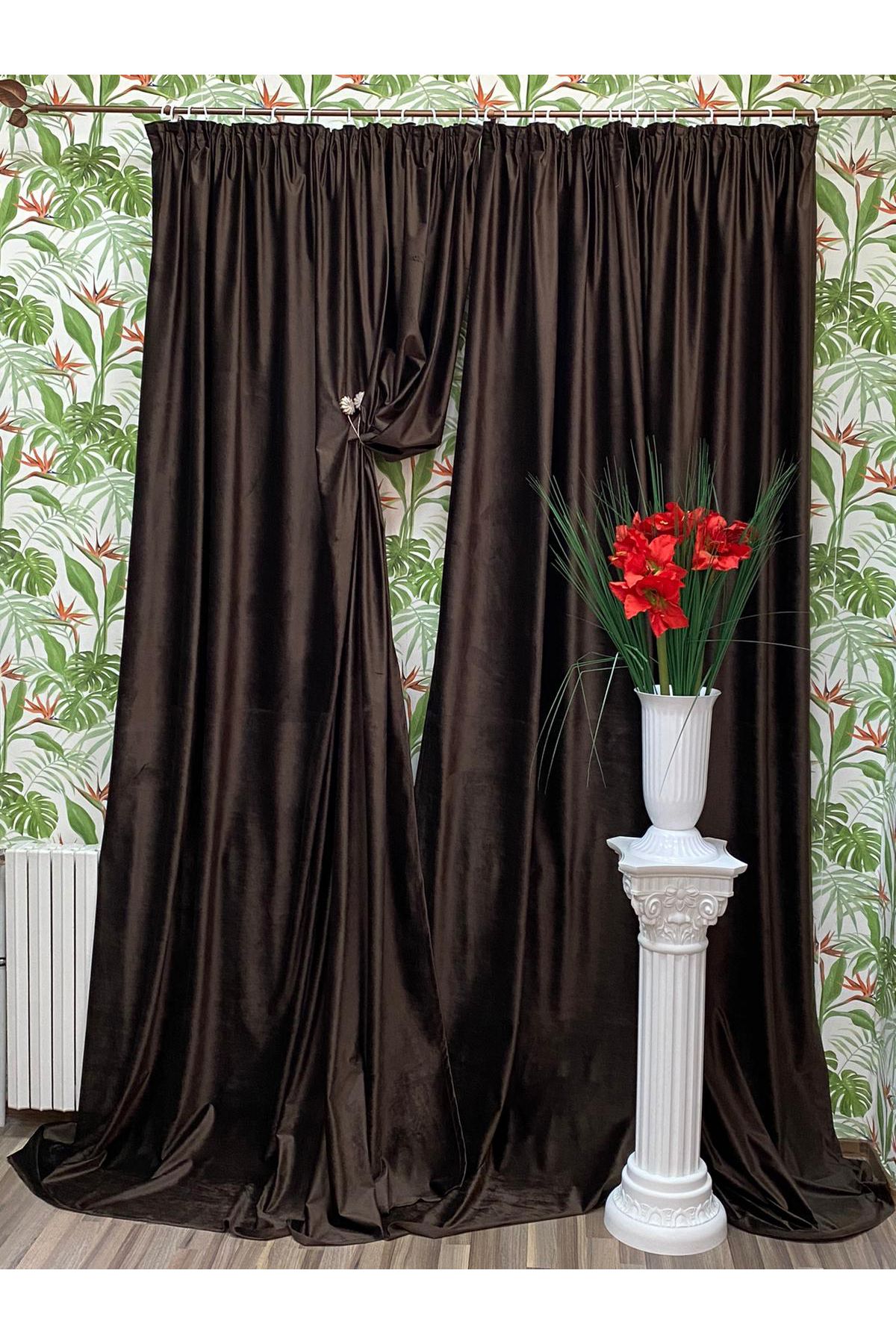 Liz Line Set Doua Draperii Catifea, Wenge, Colectia "velvet" By Liz Line, 2x400x245cm, Cu Rejansa - 400 x 245