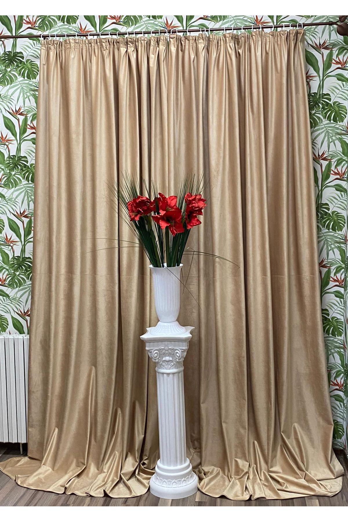 Liz Line Set Doua Draperii Catifea, Crem, Colectia "velvet" By Liz Line, 2x140x245cm, Cu Rejansa - 140 x 245