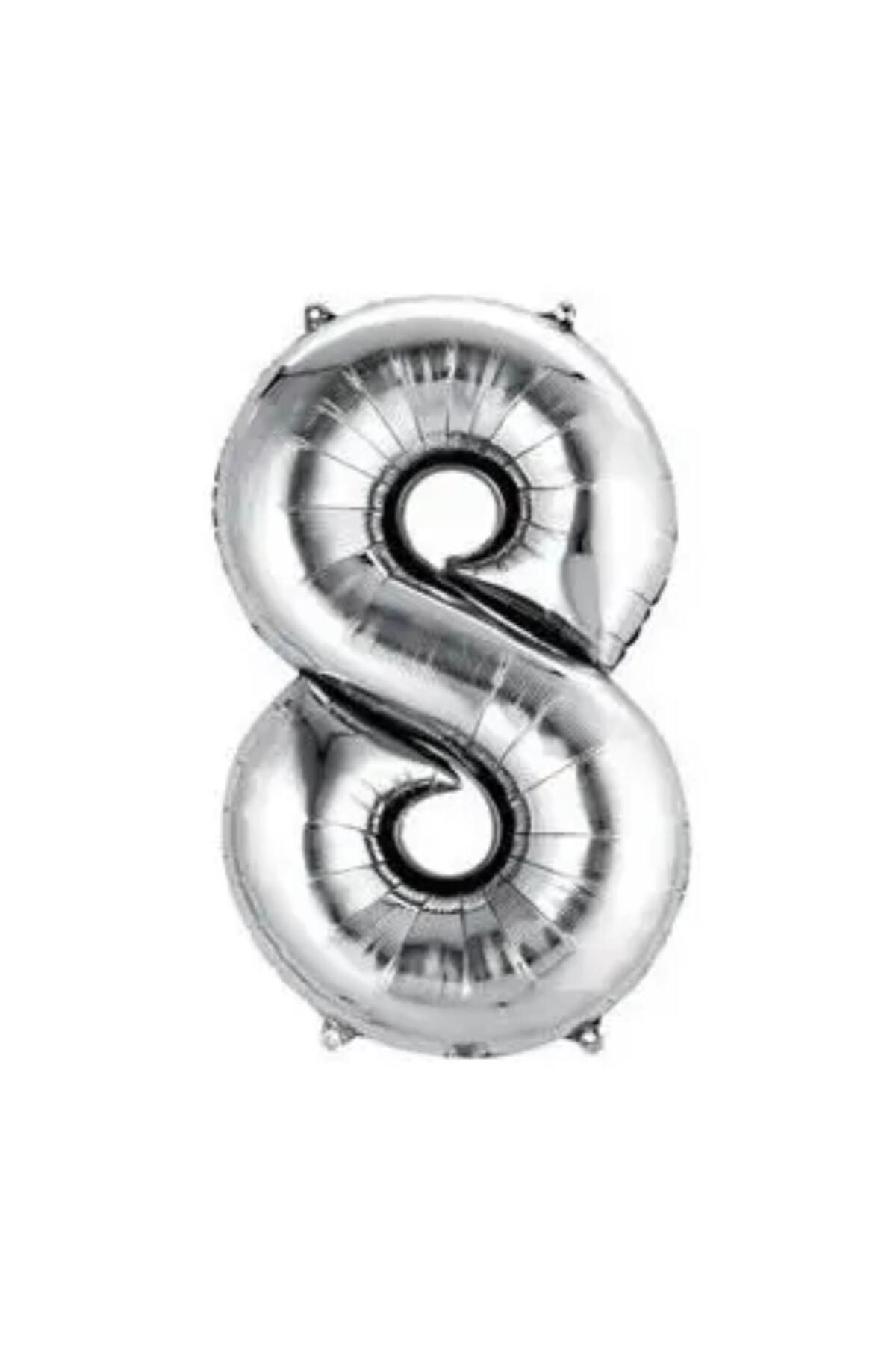 MİNAY 8 RAKAM FOLYO BALON GÜMÜŞ RENK 40" 100cm