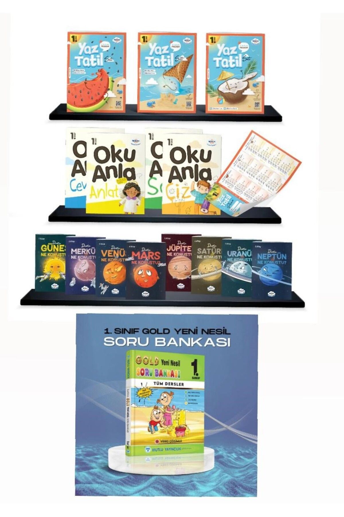 öğretmen evde Öğretmen Evde 1.sınıf Yaz Tatil Kitabı Seti + Gold Soru Bankası (20225-2026)
