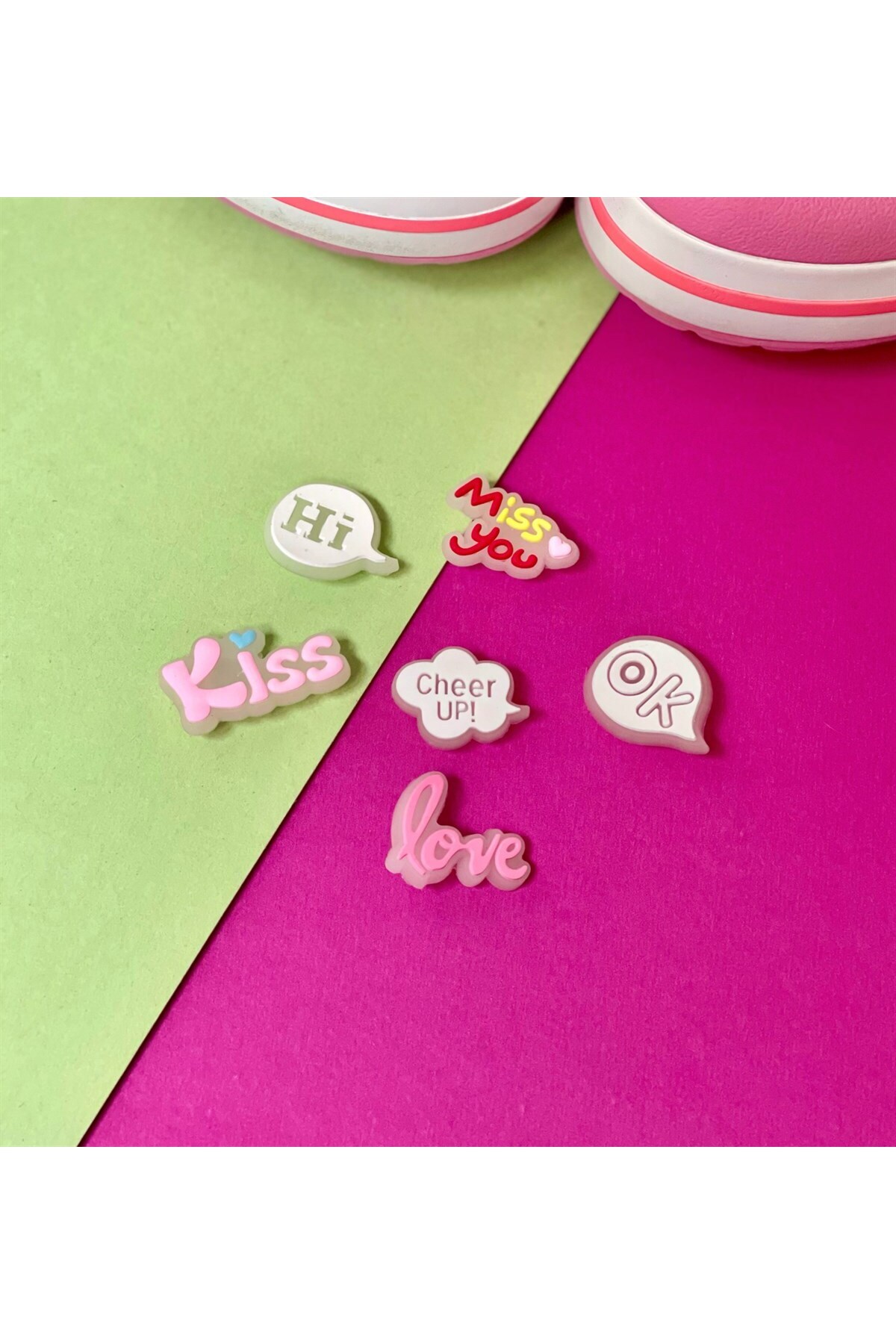 Gift Moda-Crocs Jibbitz Highlighter Slipper Ornament 6-Piece Cute Love Series Glow in the Dark 5