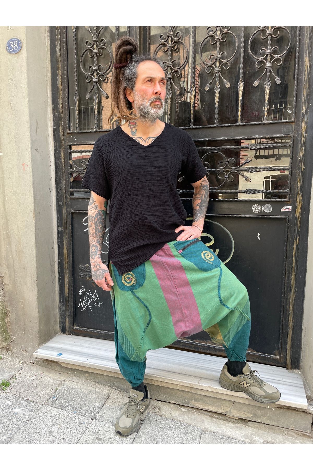 Bohoyasam Unisex Nepal Şalvar, Bağlamalı Şalvar Pantolon, Bohem Pantolon, Rahat Pantolon, Etnik Desenli