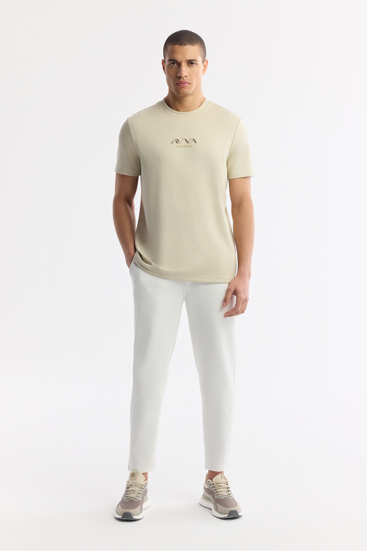 Avva-Men's White Beli Snake Optimistic Interlock Jogger A51Y3408 5