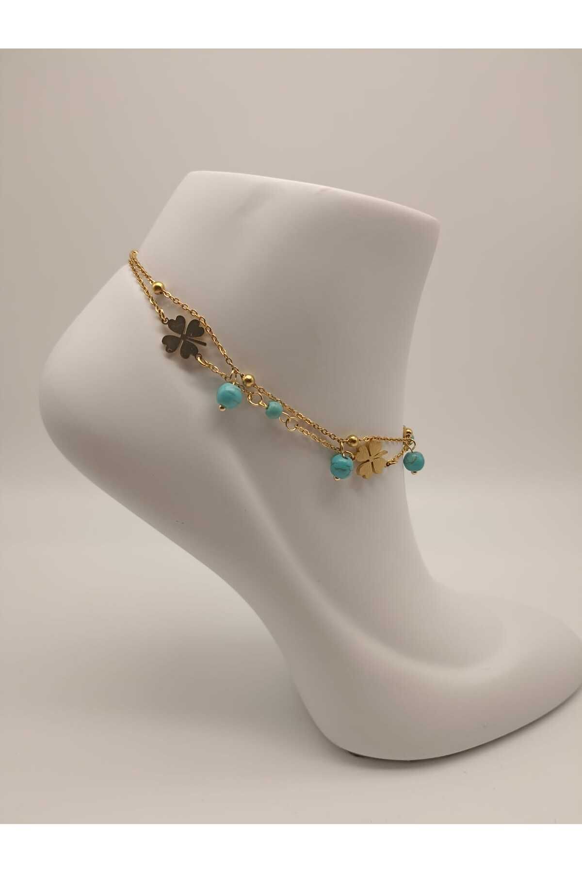 TLSMACCESORIES ÇELİK GOLD MAVİ DOĞAL TAŞ HALHAL