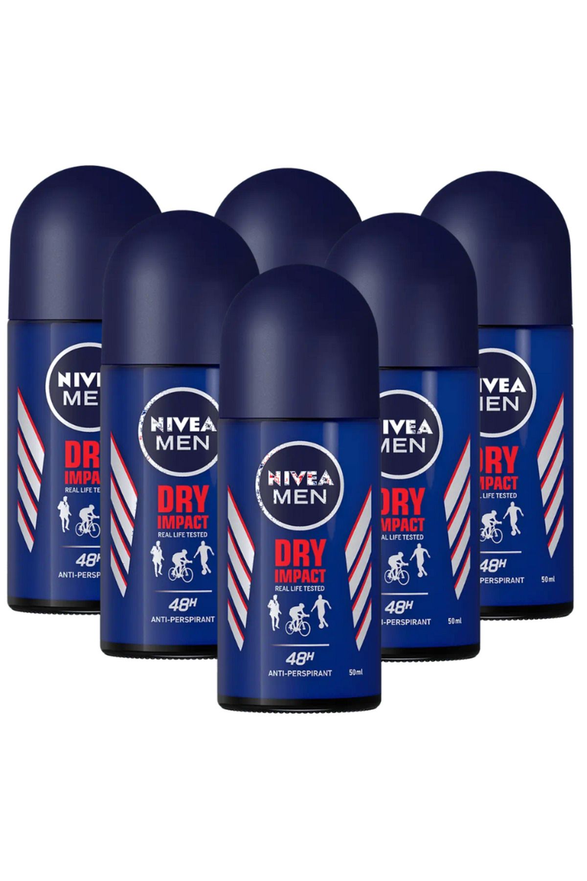 NIVEA Dry Impact, Deodorant Roll-on Barbati, 6 X 50 Ml Masculin - One Size