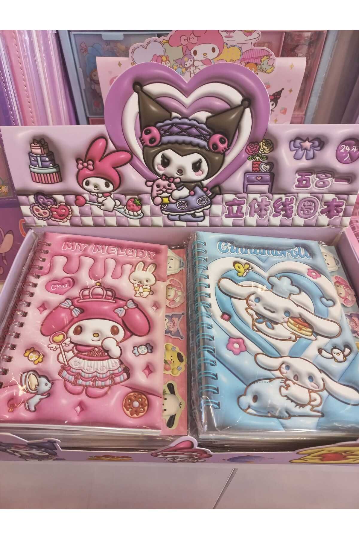 zeynobella Sanrio Kuromi, Hello Kitty Ayraçlı Stickerlı Not Defteri 18 Yaprak