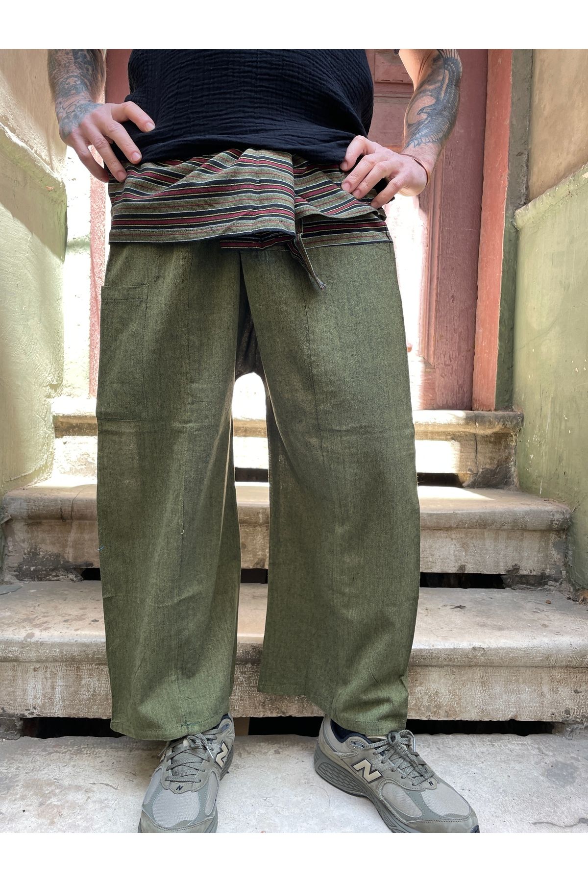 Bohoyasam Erkek Nepal Pantolon, Thai Bağlamalı Şalvar, Bohem Pantolon, Rahat Kesim, Unisex Yazlık Pantolon,