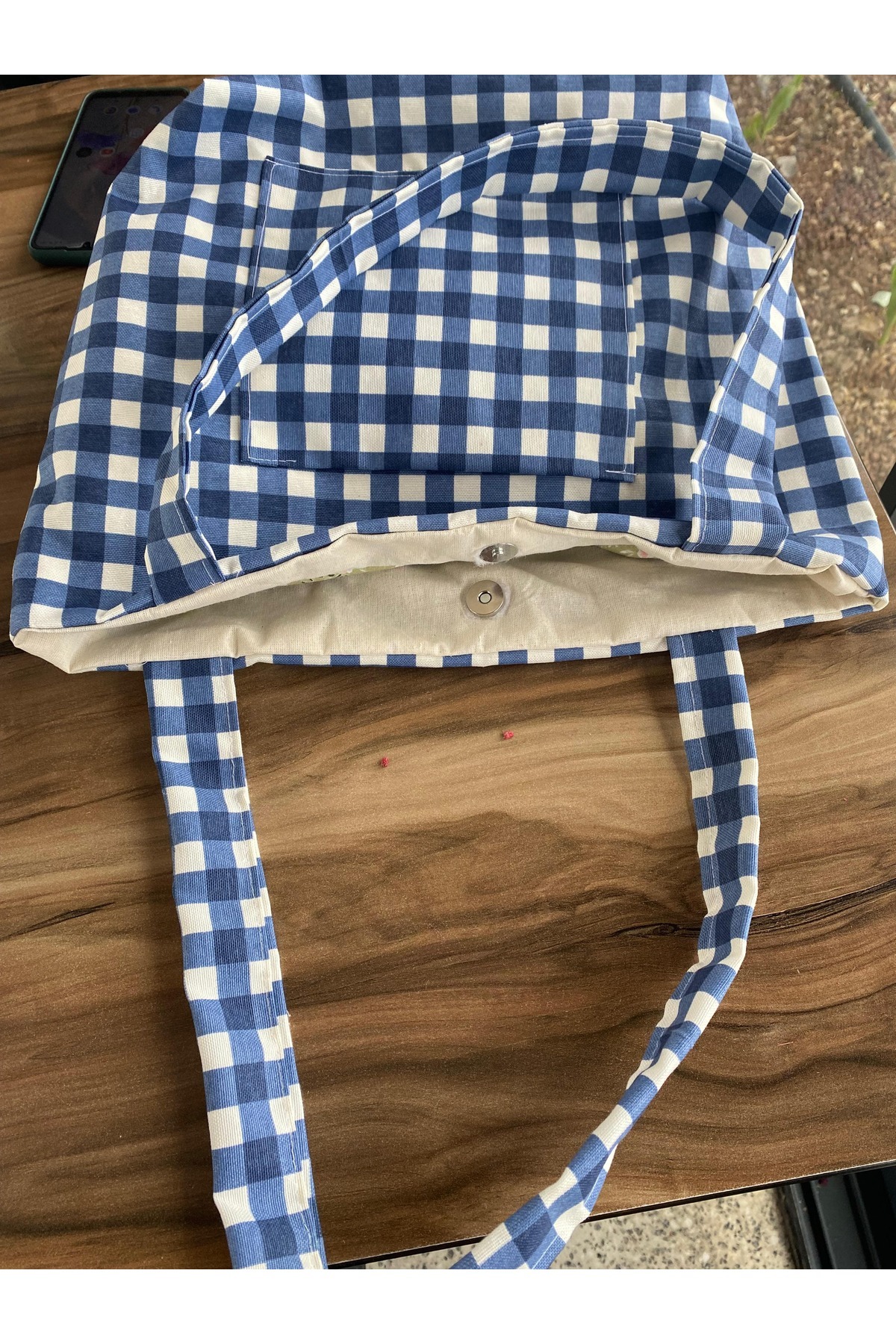 Handmade Su Geçirmez Pötikare kol çantası, Omuz Çanta, Laptop çanta,Kitap çanta Astarlı çanta makyaj çanta görsel 3