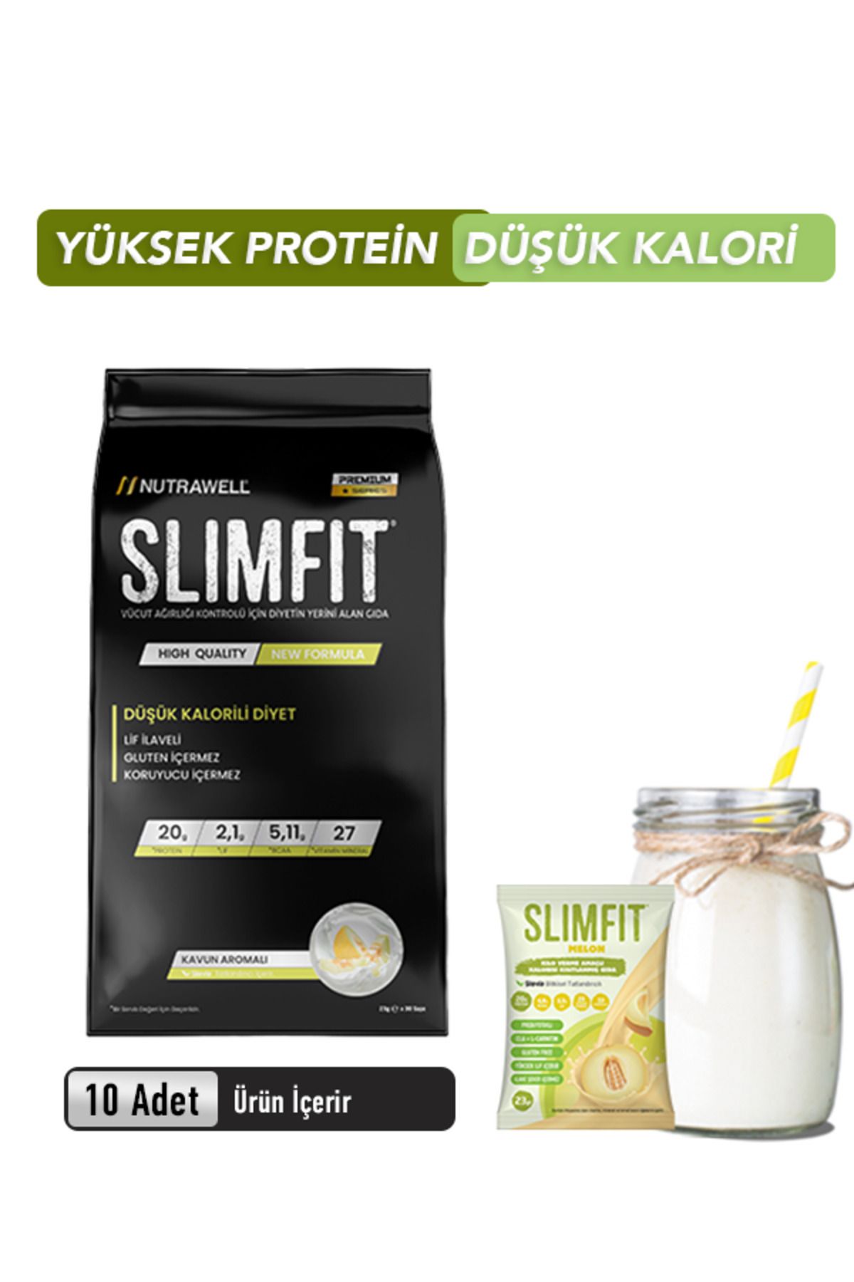 Kavun Aromalı -10 Öğün - Öğün Yerine Geçen Shake Öğün Tozu