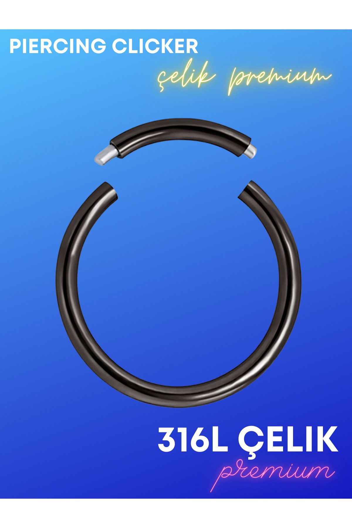 Luckshery Segmentli Piercing Clicker Halka - Helix, Tragus, Septum için 8mm/1.2mm