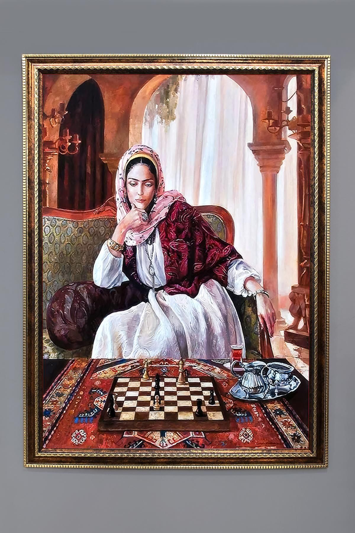 Doruklar Home Collection Dekoratif Modern Çerçeveli Oryantalist Osmanlı Desenli Duvar Tablosu 50x70 CM OSMN04