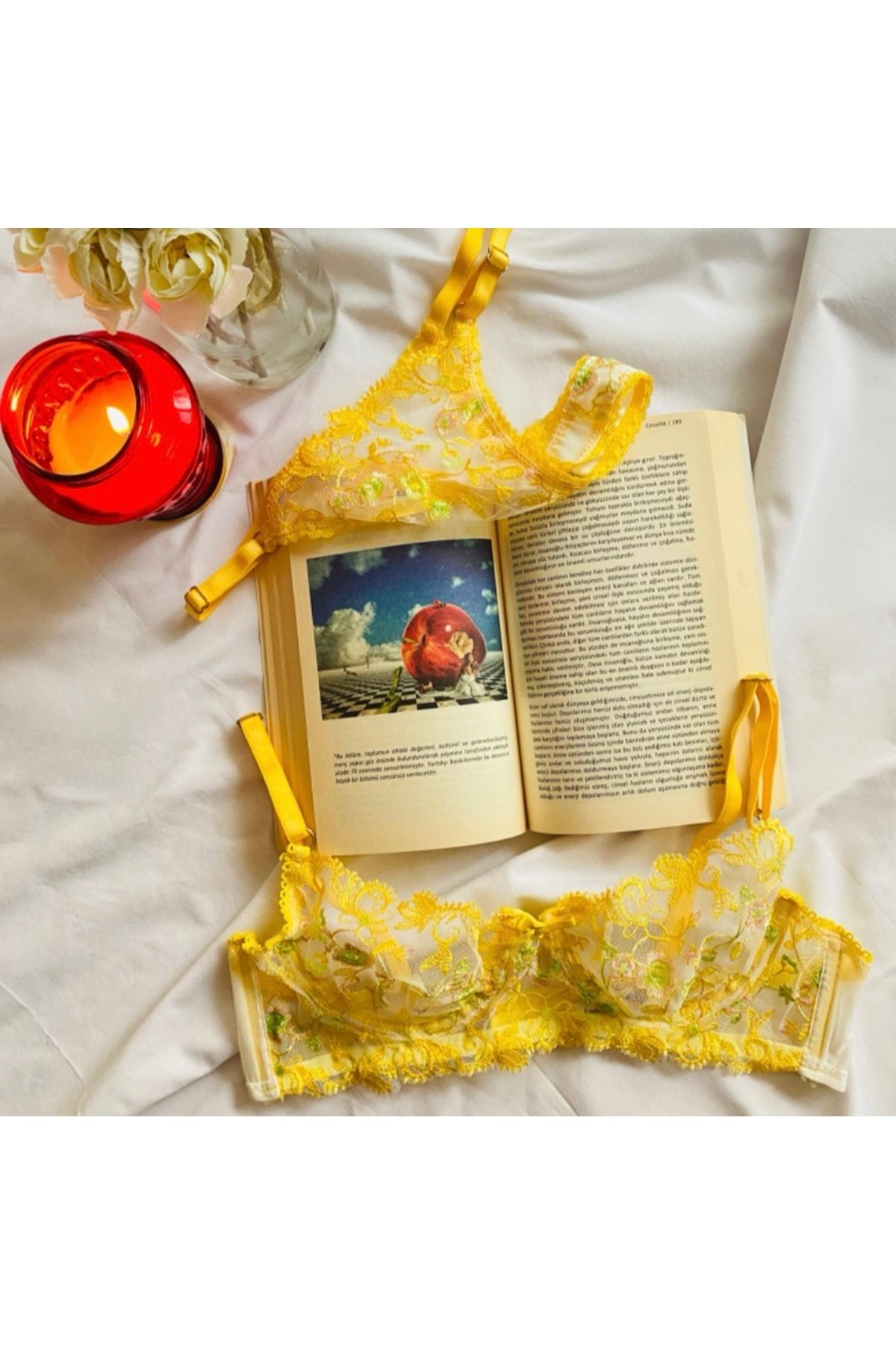 Celoire Sarı transparan balenli bralet takımı