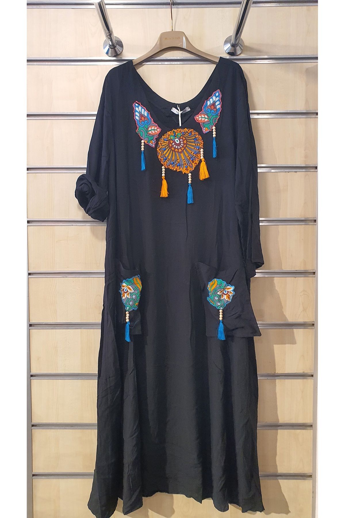 Park Moda DÜZ DESEN PÜSKÜL DETAYLI ELBİSE