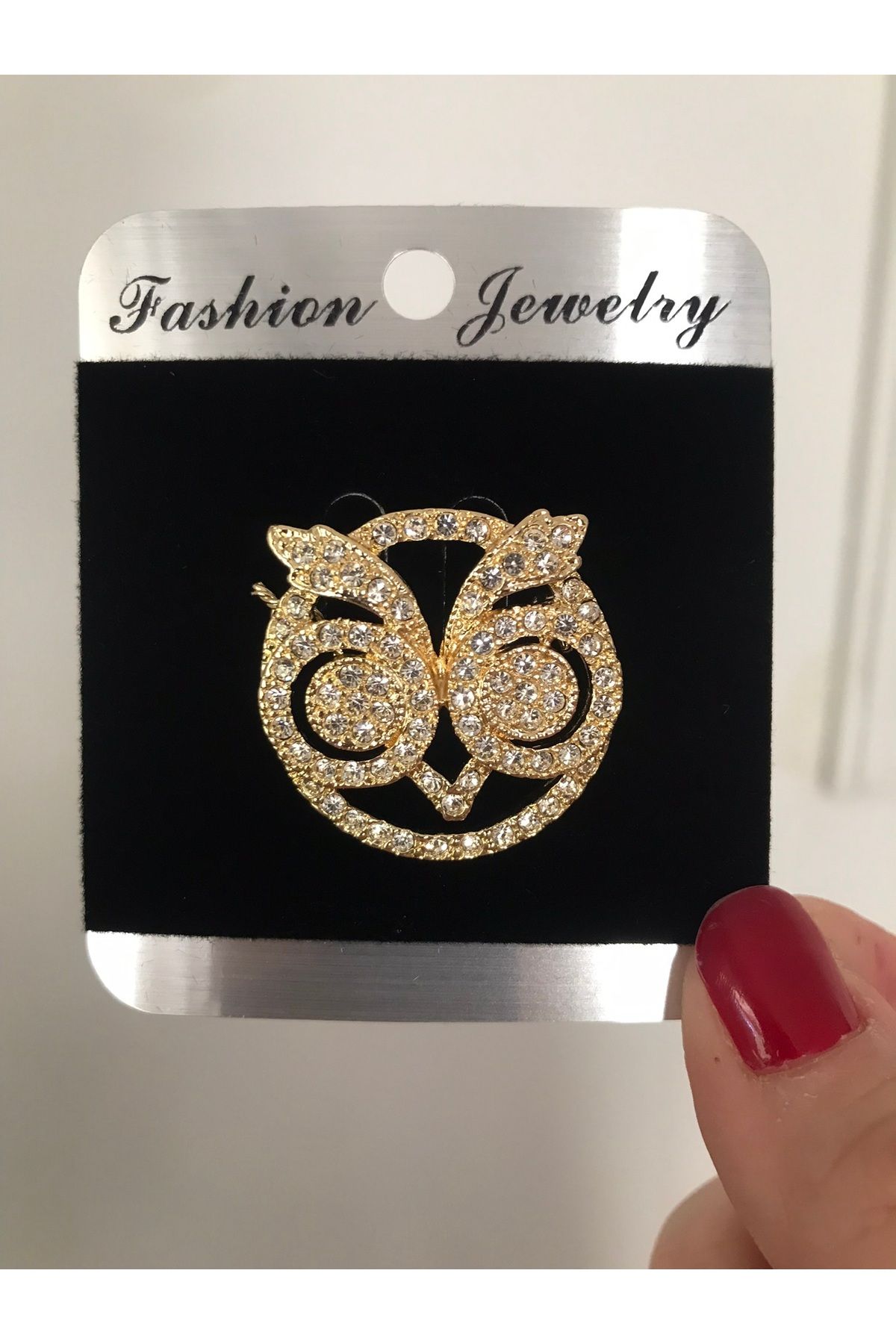 shop BAYKUŞ MODEL GOLD PARLAK TAŞLI BROŞ KARARMAZ