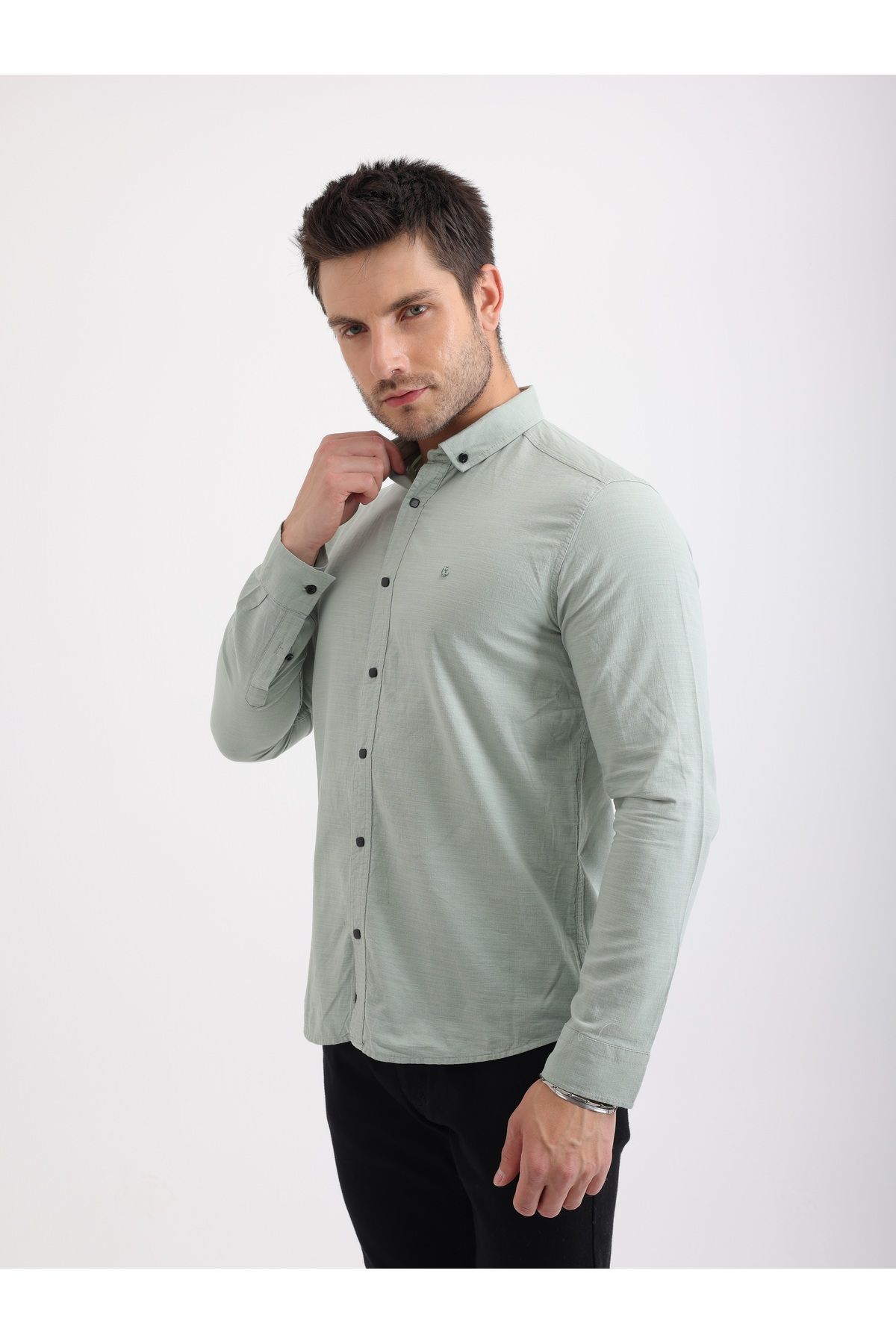 Sabe Erkek Slim Fit Mint Keten Gömlek