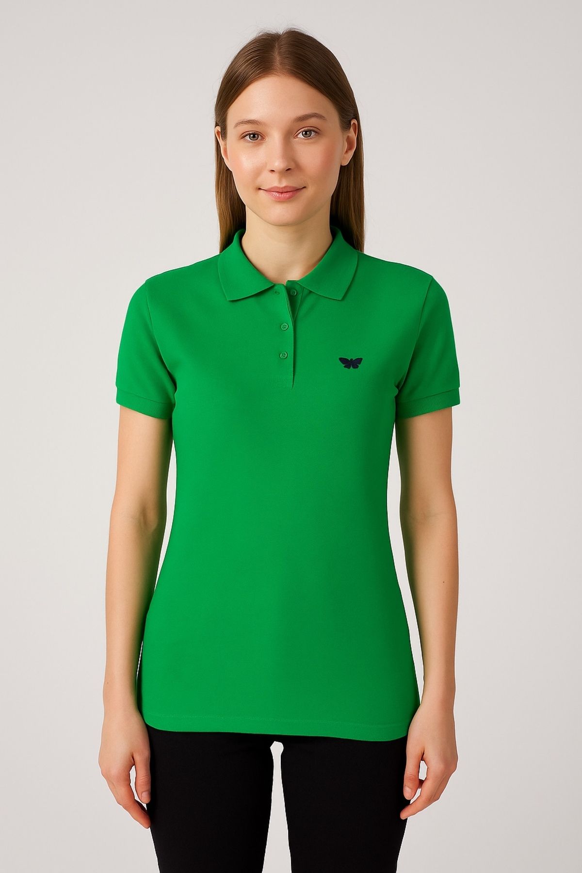 comstar Kadın Kısa Kollu Slim Fit Basic Polo Yaka Tişört