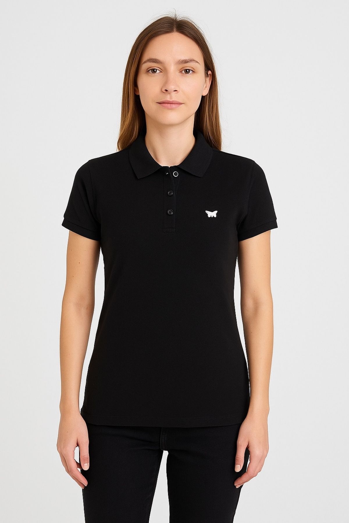 comstar Kadın Kısa Kollu Slim Fit Basic Polo Yaka Tişört