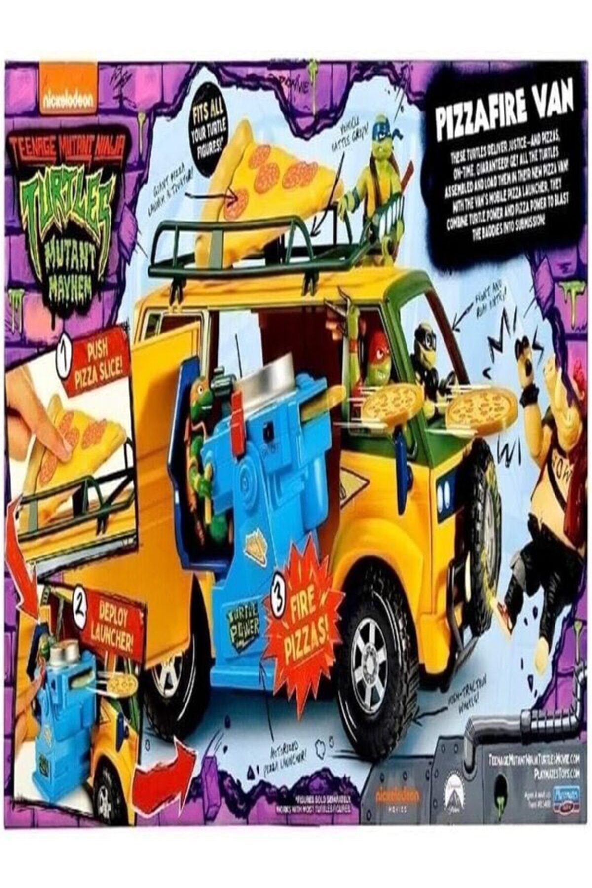 Teenage Mutant Ninja Turtles-TMNT Mutant Mayhem Pizza Fire Delivery Van with Launcher – Fits All 4 Turtles – by Playmates Toys 7