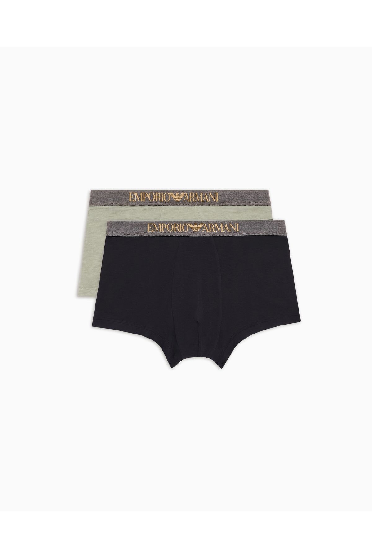 Emporio Armani Erkek 2'li Paket Yumuşak Dokulu Logolu Lastikli Bel Yeşil Boxer EM000253 AF10787-M7003