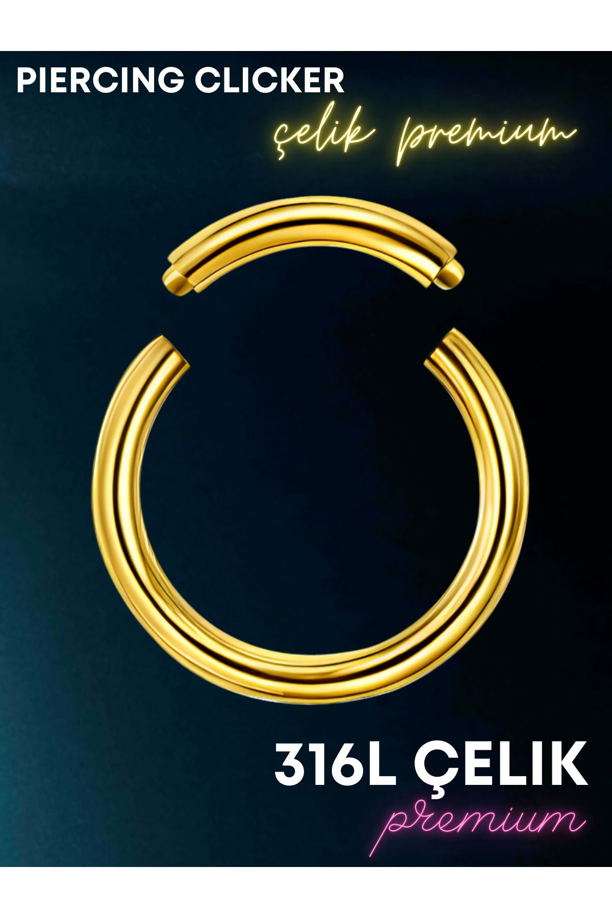Luckshery Segmentli Piercing Clicker Halka - Helix, Tragus, Septum için 8mm/1.2mm