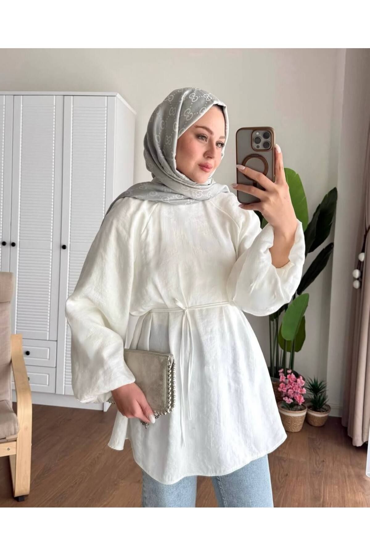 MODA EGE Modal Kumaş Balon Kol Tunik