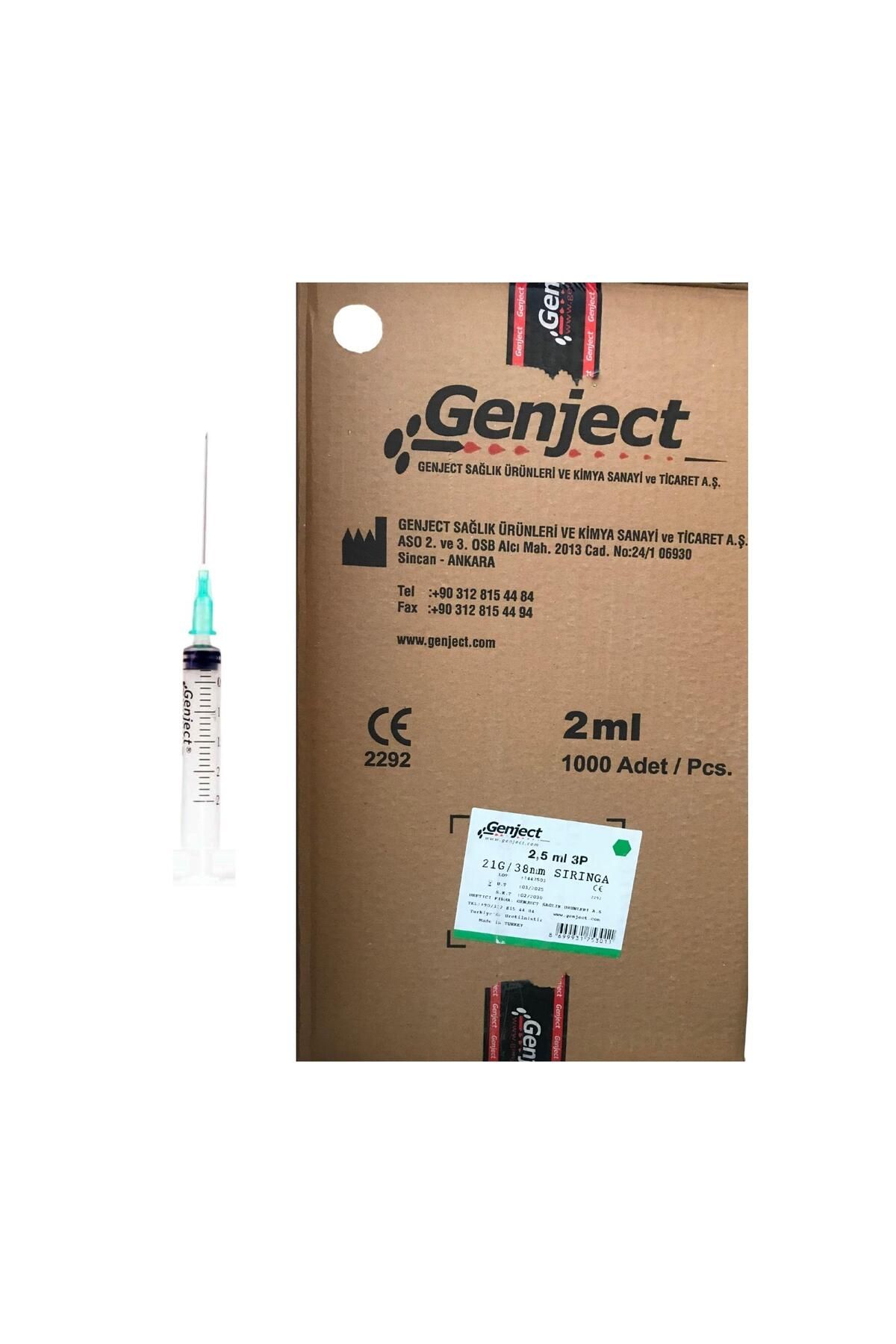 Genject - 2 ML 3PARÇA 21G 0.80X38MM ENJEKTÖR - 1000 ADET