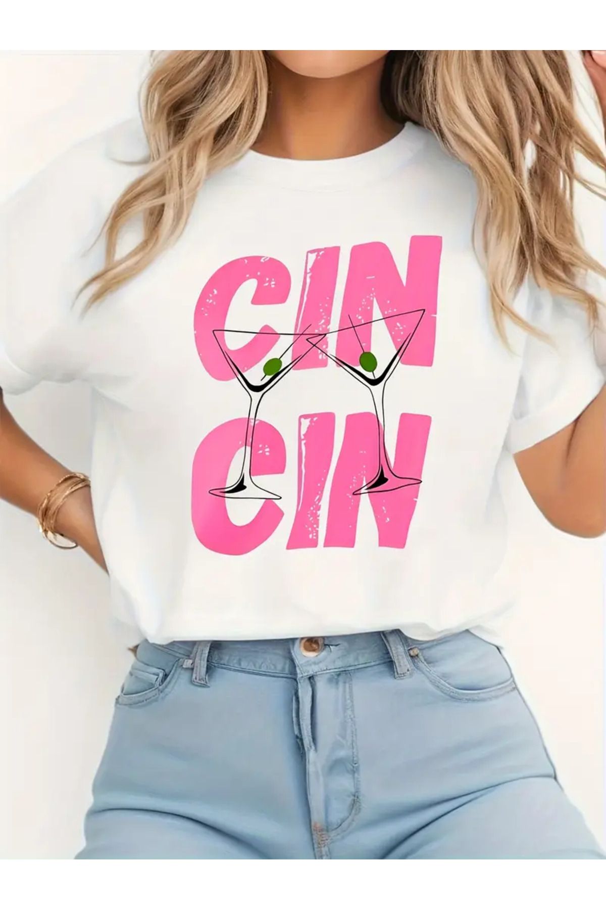 AEMİ Unisex Cın Cın Baskılı %100 Pamuk Oversize T-shirt