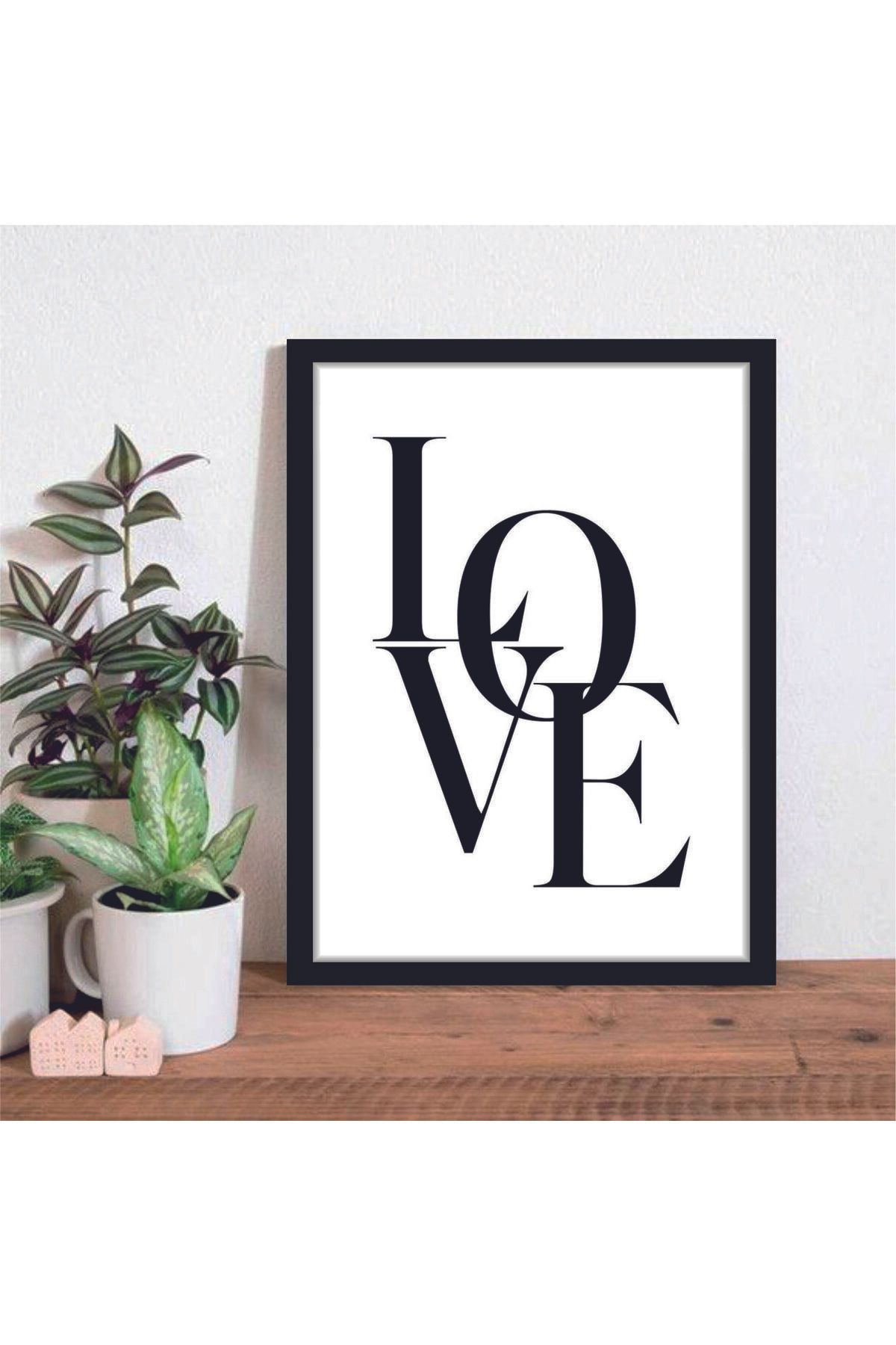 PİXWALLART 1 Adet Home Love Yazılı Ahşap Mdf Çerçeve Görünümlü Mdf Tablosu