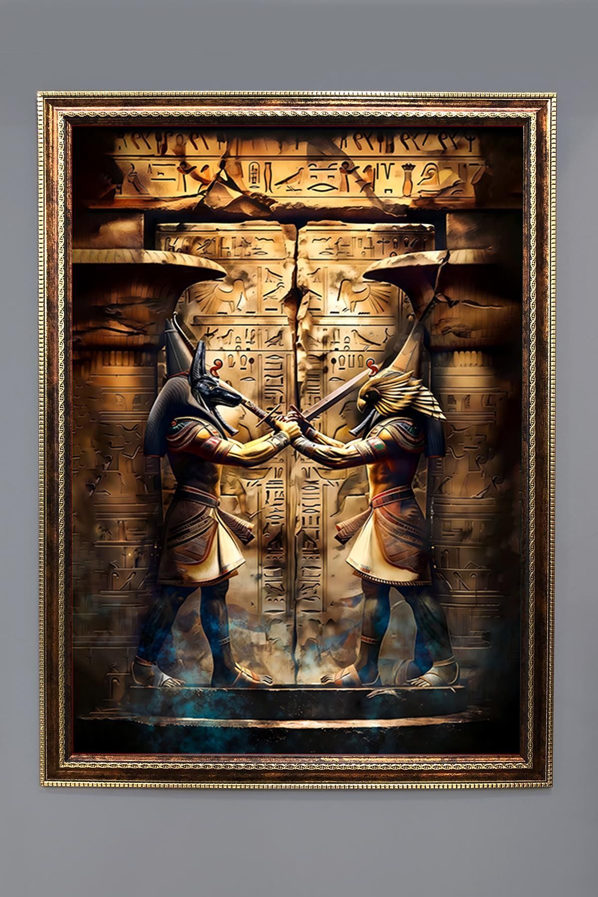 Doruklar Home Collection Antik Mısır Desenli Çerçeveli Duvar Tablosu 50x70cm MISIR17