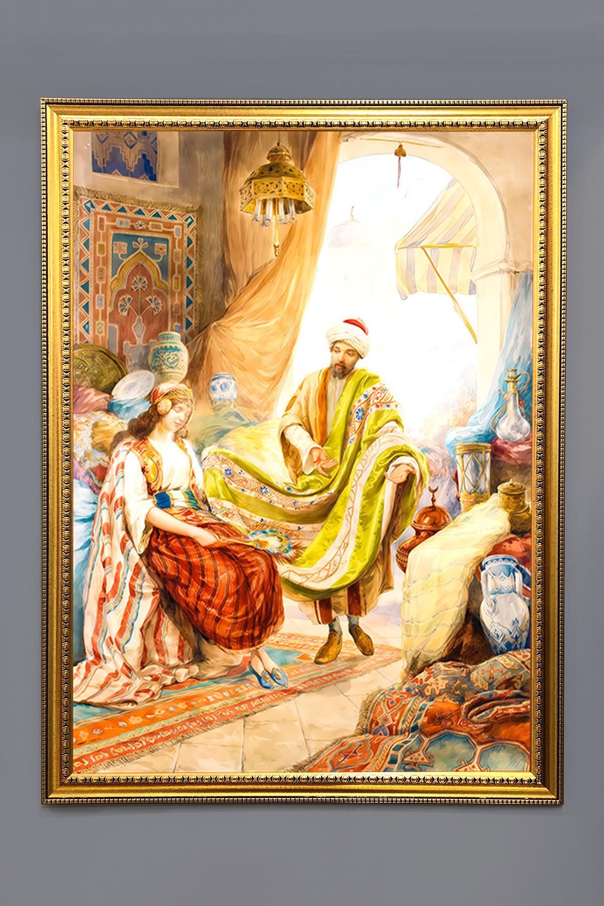 Doruklar Home Collection Dekoratif Modern Çerçeveli Oryantalist Osmanlı Desenli Duvar Tablosu 50x70 CM OSMN01