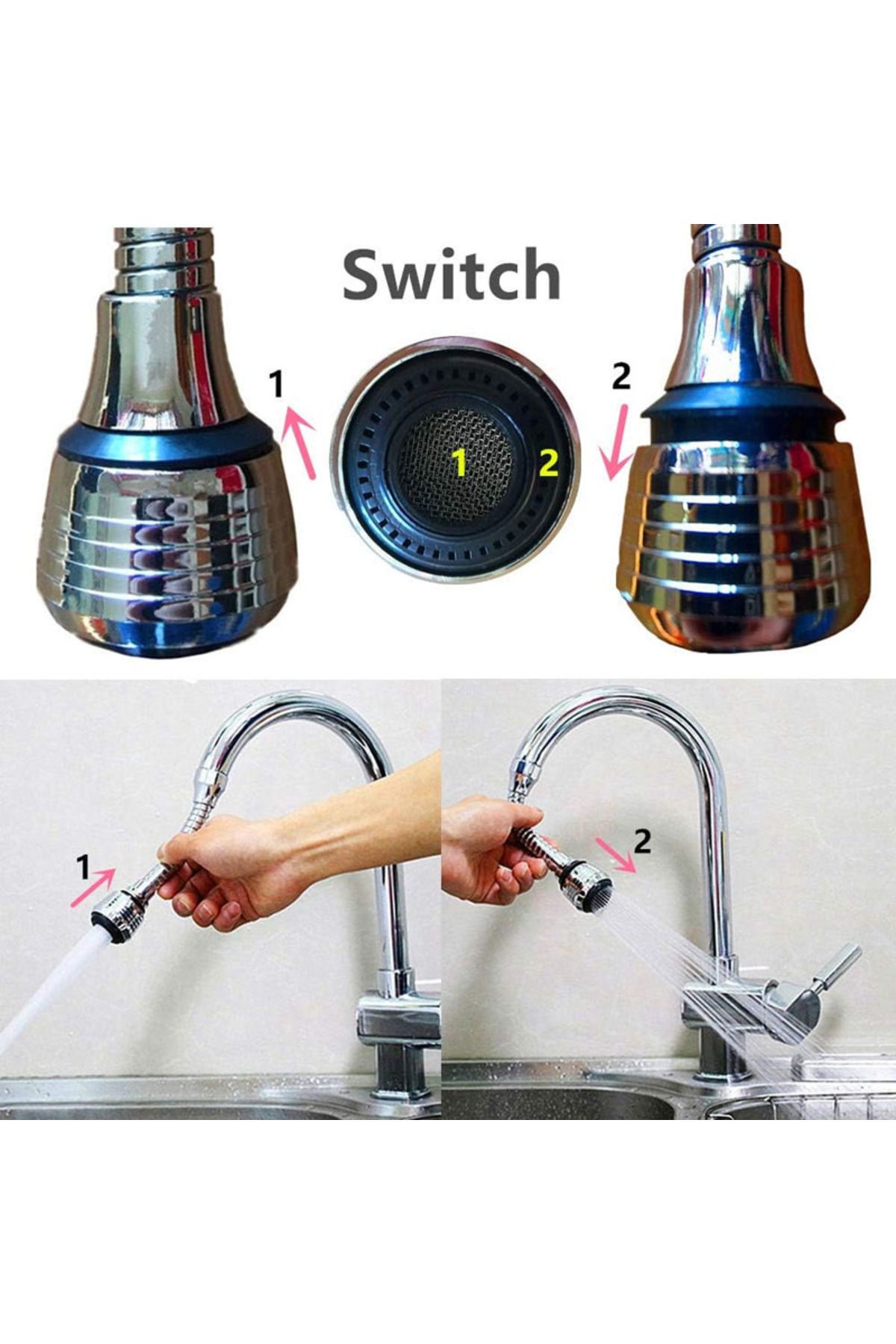 NEXTLY-Universal Flexible Adapter, Sink Faucet Extension, , 2 Functions, 360 Degrees, 15cm 6