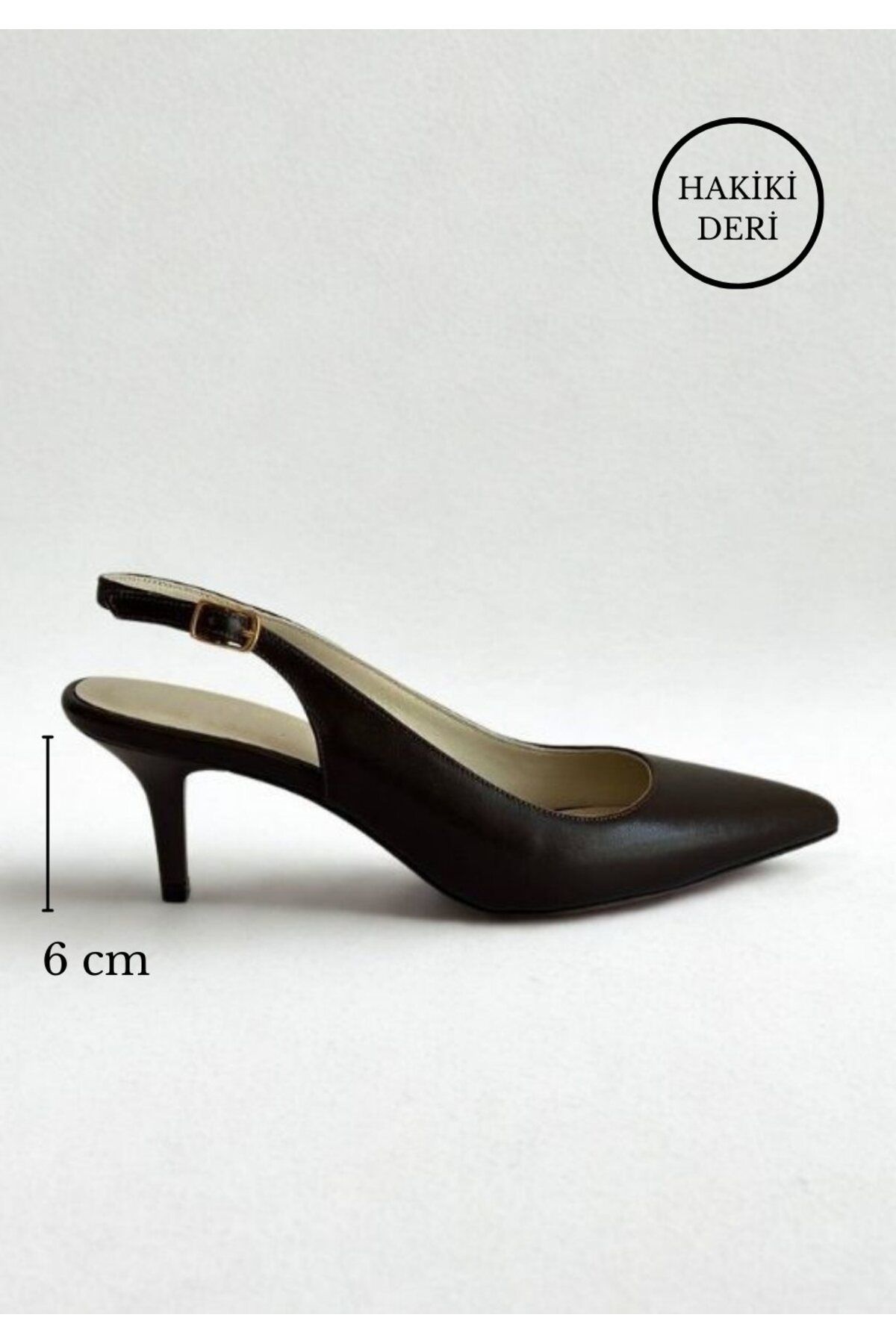 MY MADRE LEATHER SHOES Koyu Kahve Hakiki Deri Arkası Açık Alçak Topuklu Ayakkabı