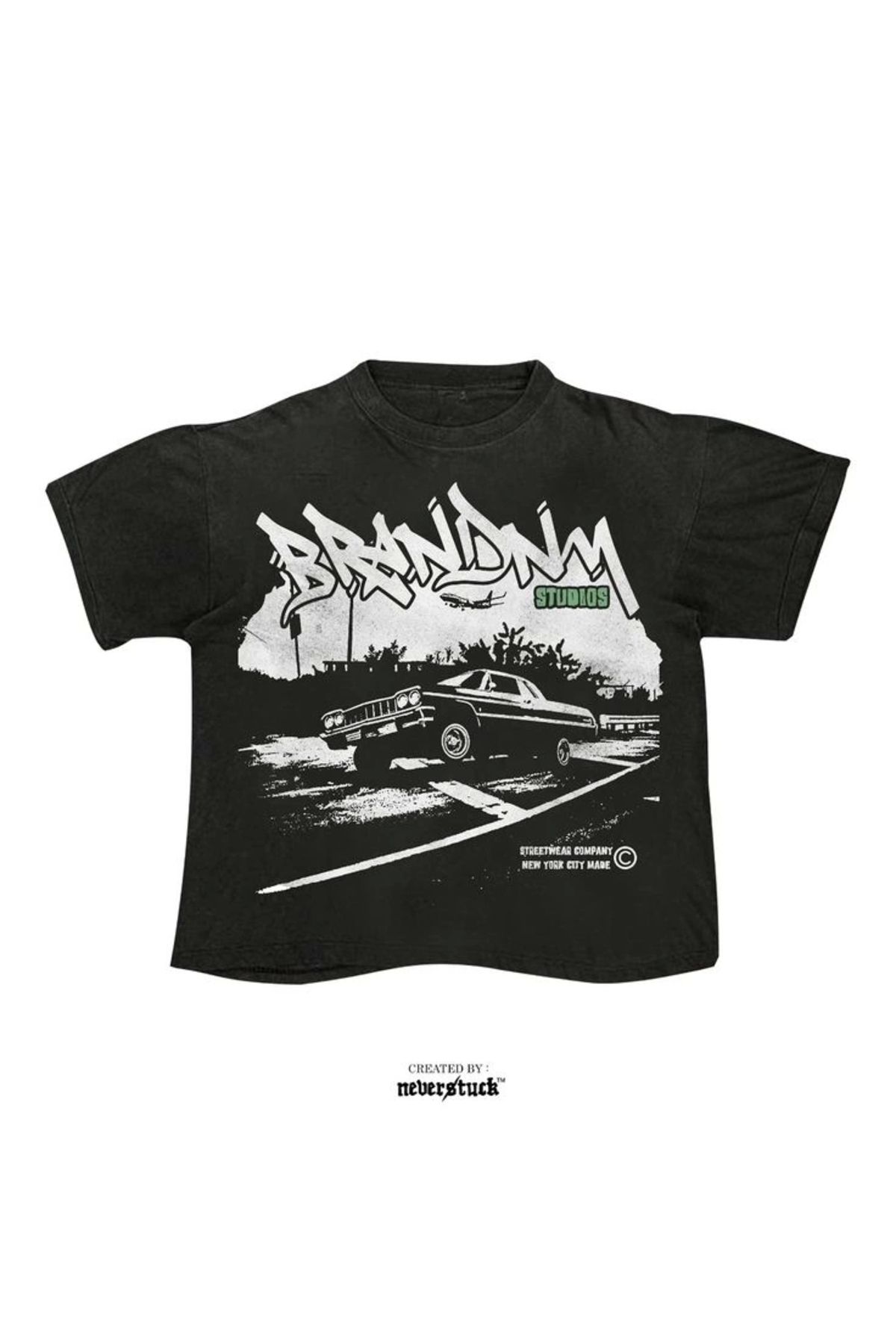 Violon Brandnm Baskılı Yıkamalı Renk Oversize T-Shirt