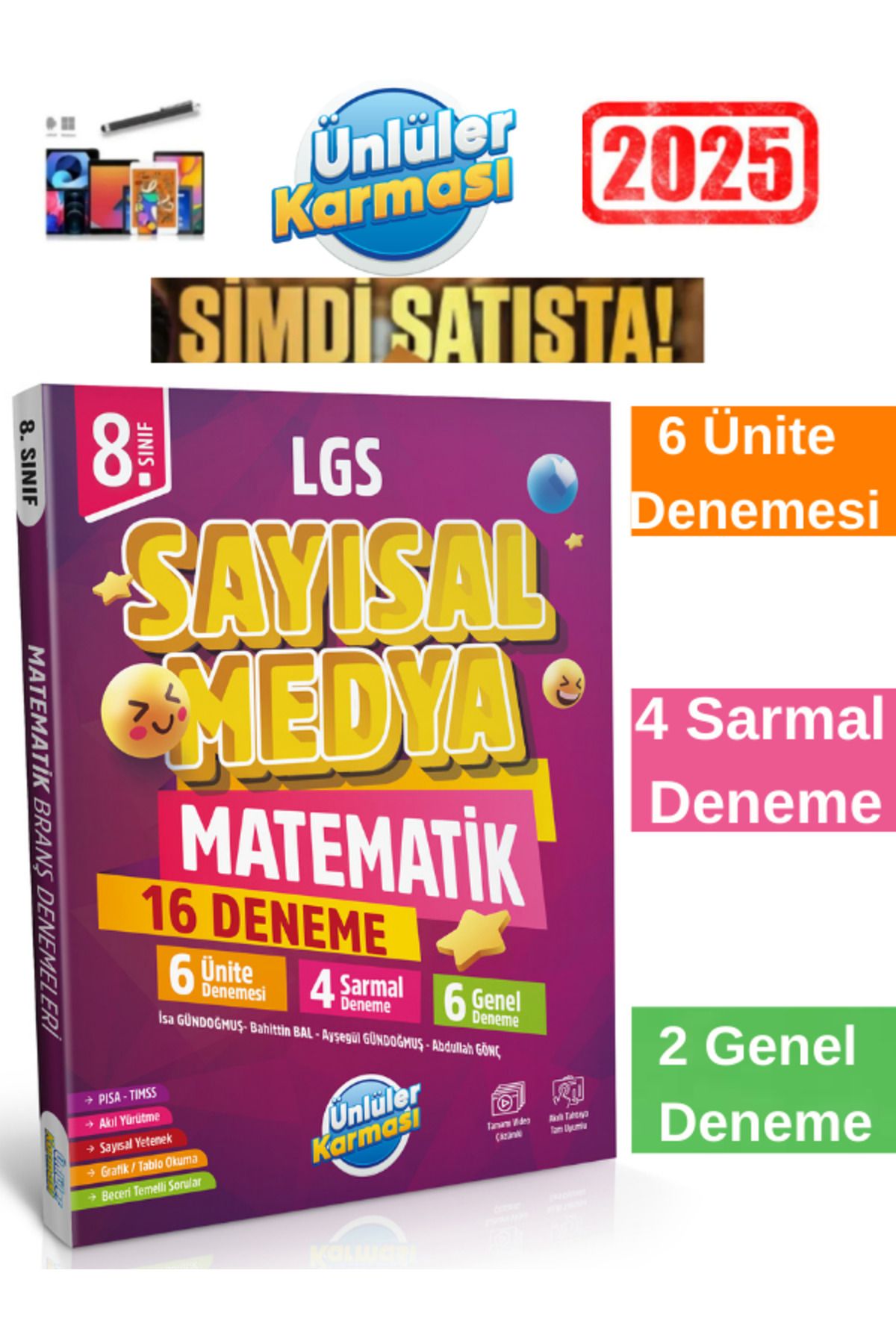 Ünlüler Karması 2025 SAYISAL MEDYA 8.SINIF MATEMATİK 16 DENEME(Yeni Ürün)+Android Kalem