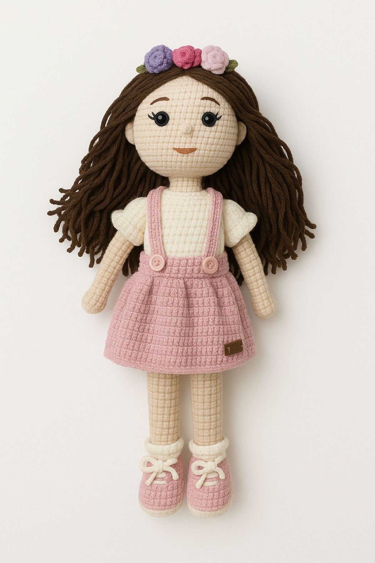 Jaju Baby 40 Cm Pembe elbiseli Kız Özel El Emeği Amigurumi
