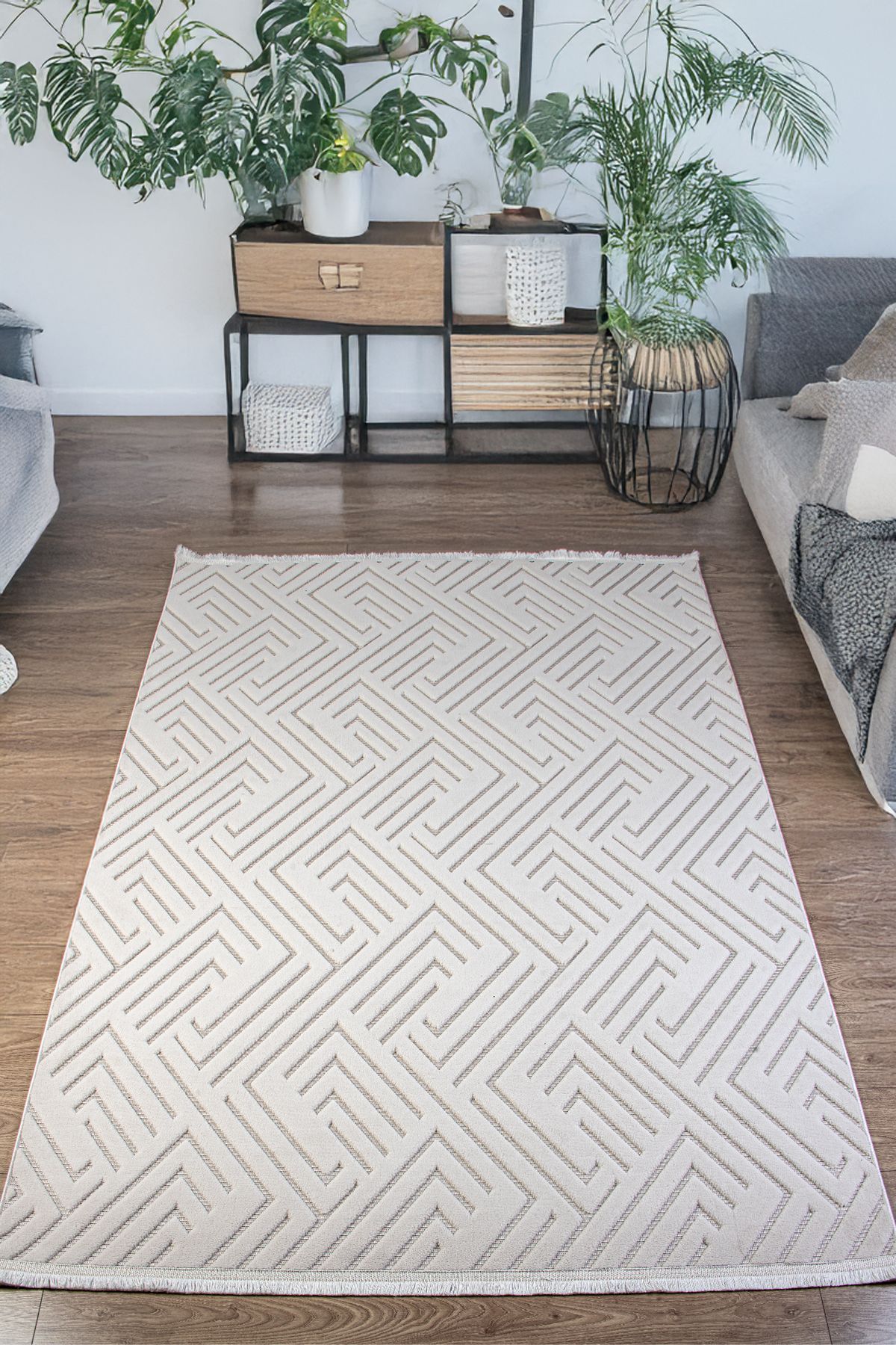 LOFT HOME CONSEPT Krem Sisal Dokuma Hasır Makine Halısı Kaymaz Oturma Salon Mutfak Çocuk Oda Yolluk Saçaklı