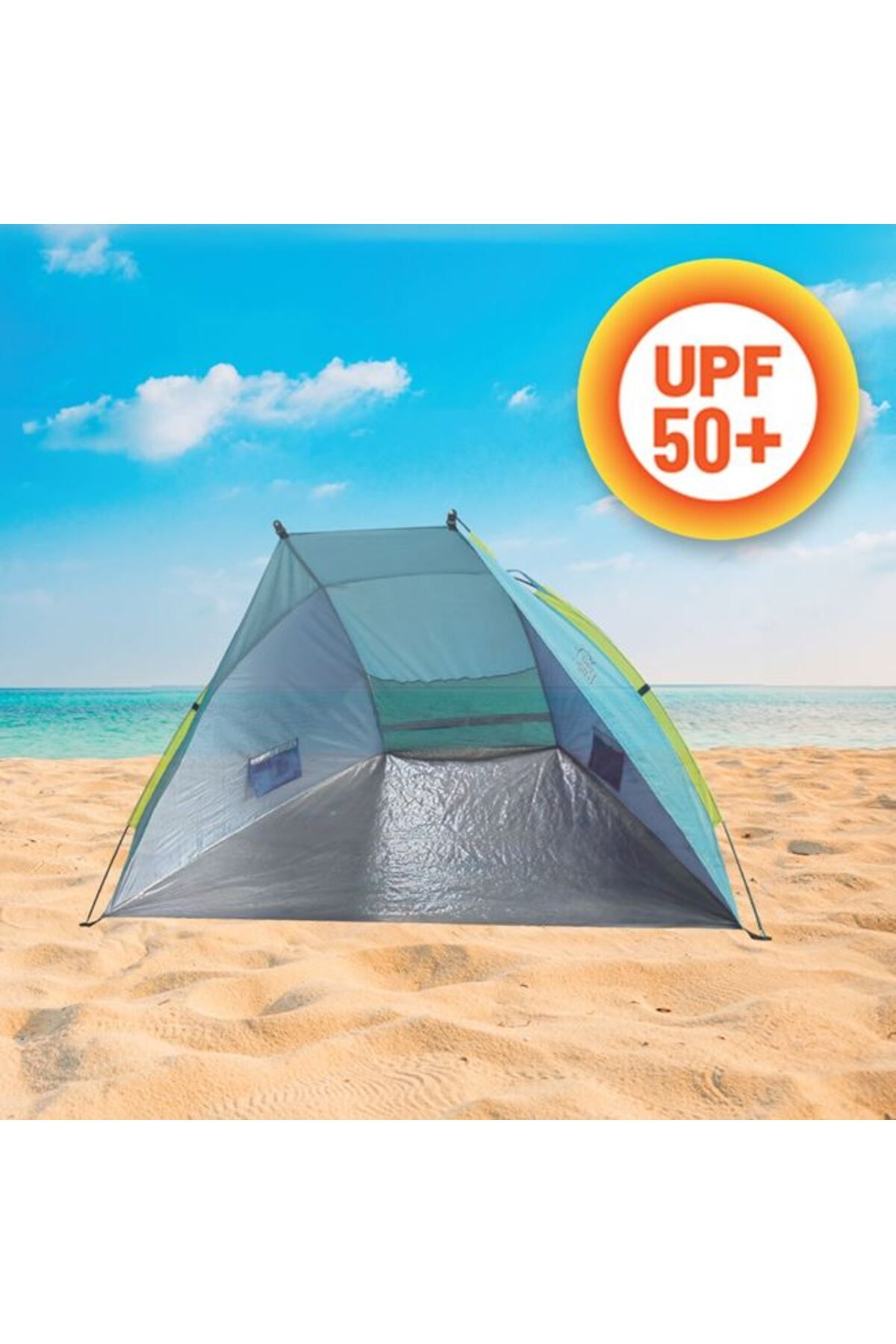 OEM Cort De Plaja 2 Persoane Cu Protectie Upf 50, Geanta Transport, Outdoor Albastru Ciel,220x115x115 Cm - Mărime unică
