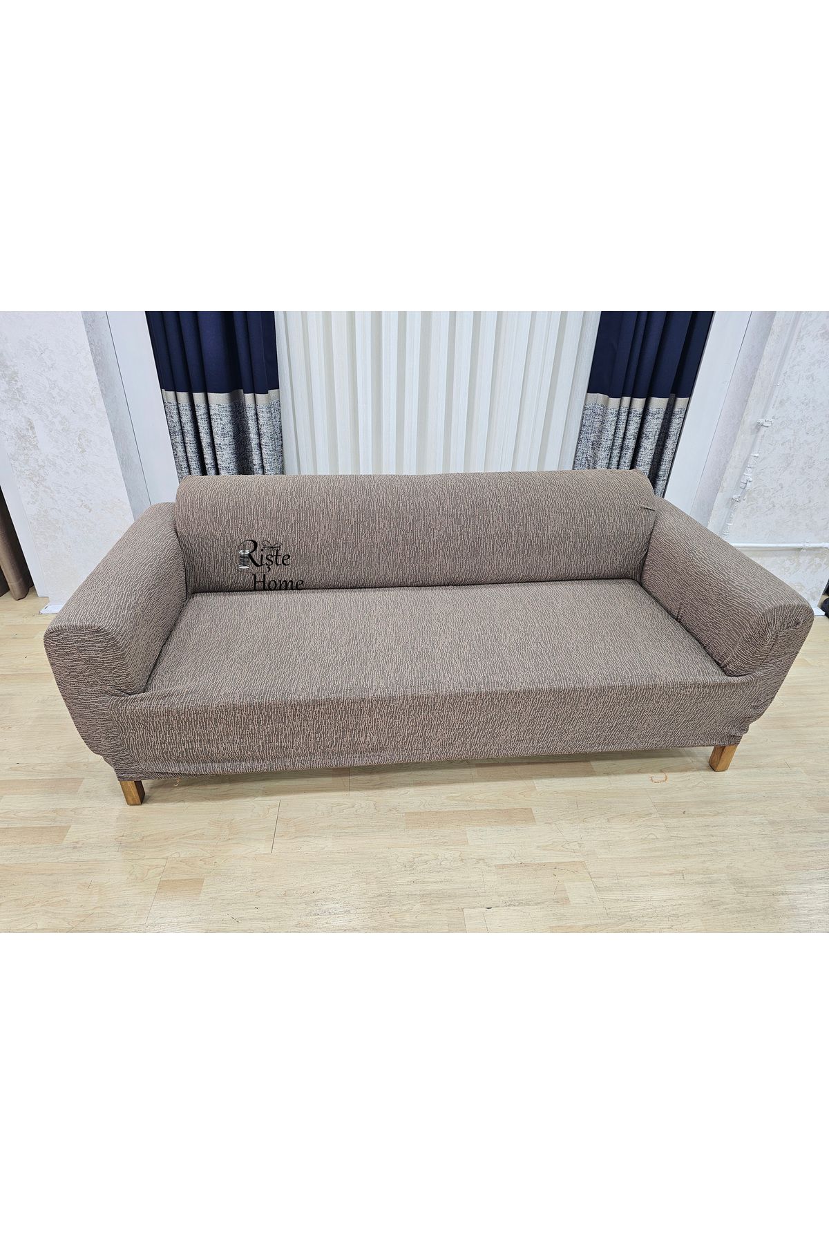Rişte Home A Kaliteli Jakarlı Yarı Kaplama 3 3 1 1 Çubuk Desen Lastikli Kanepe,koltuk Örtüsü, Kılıfı Takımı