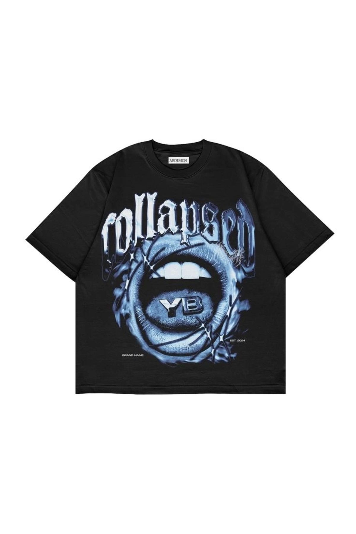 Violon Rollapsed Baskılı Siyah Renk Oversize T-Shirt